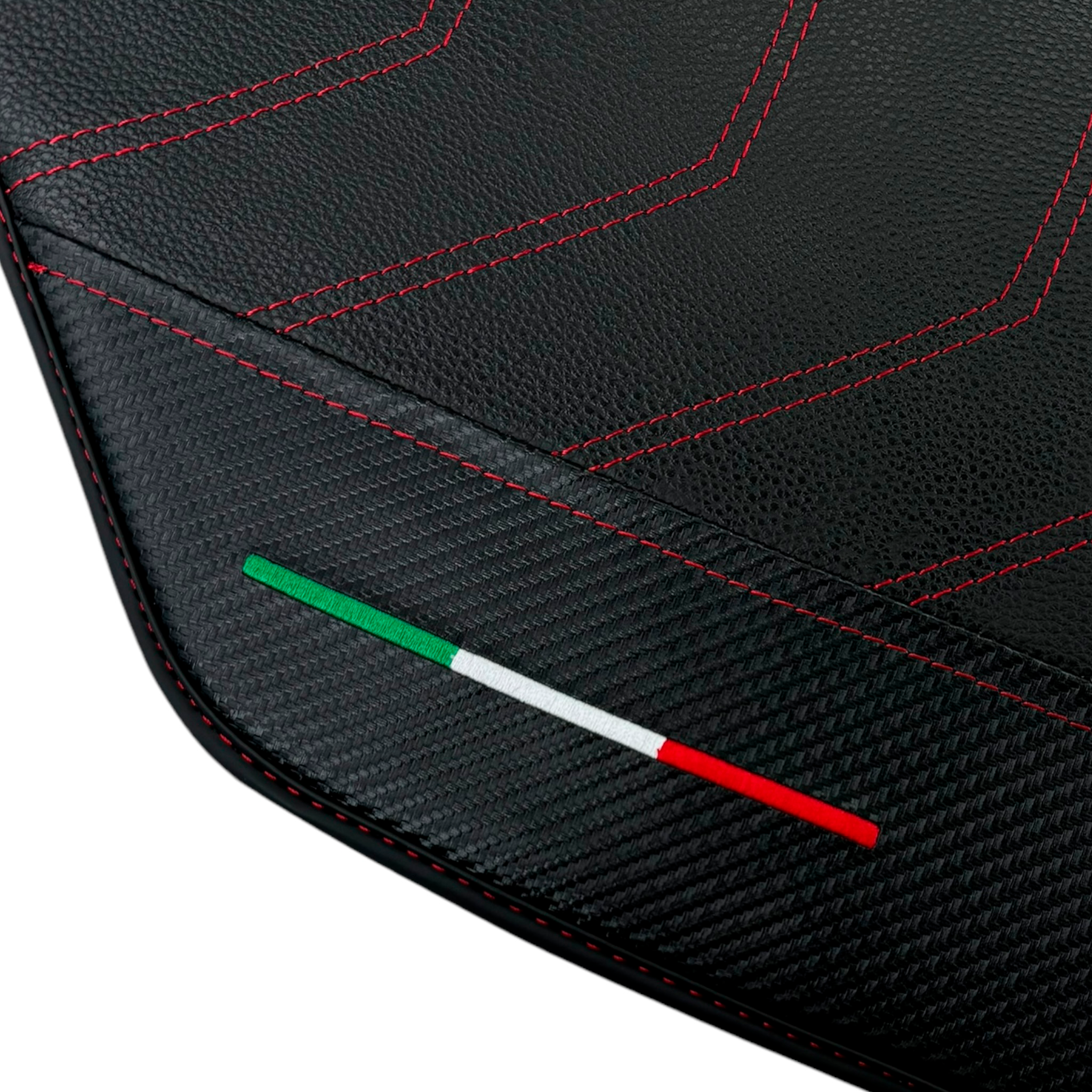 Leather Floor Mats For Ferrari 488 Pista Spider (2019-2021) With Carbon Fiber | Italian Edition - AutoWin