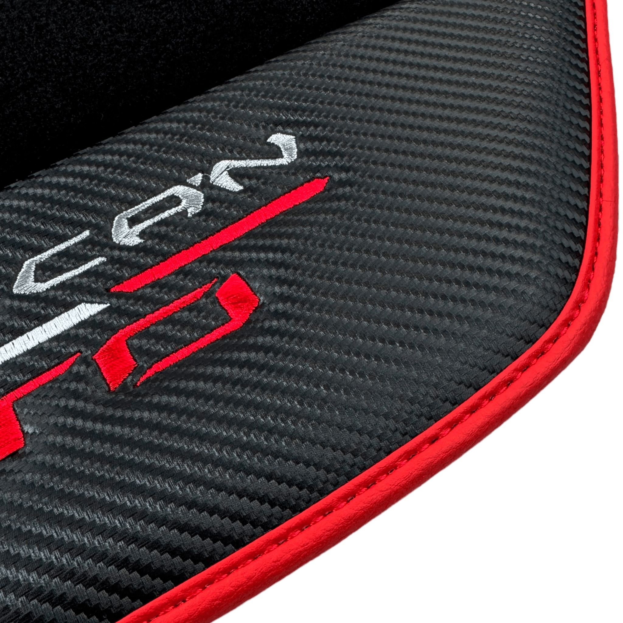 Black Floor Mats for Lamborghini Huracan STO with Carbon Fiber Leather