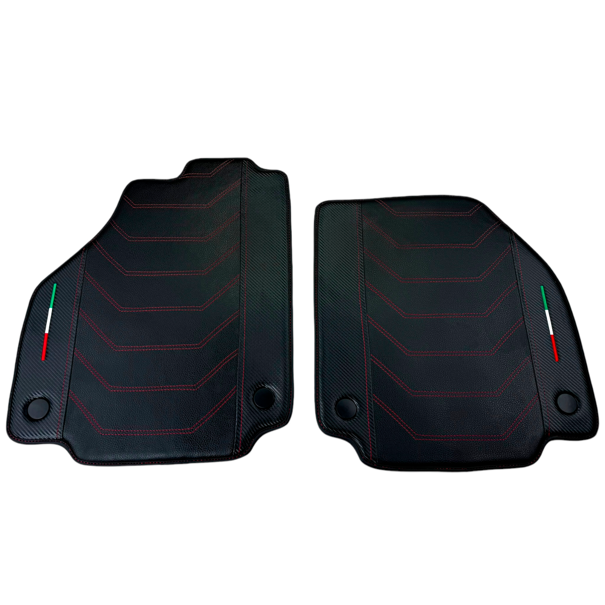 Leather Floor Mats For Ferrari 488 Pista Spider (2019-2021) With Carbon Fiber | Italian Edition - AutoWin