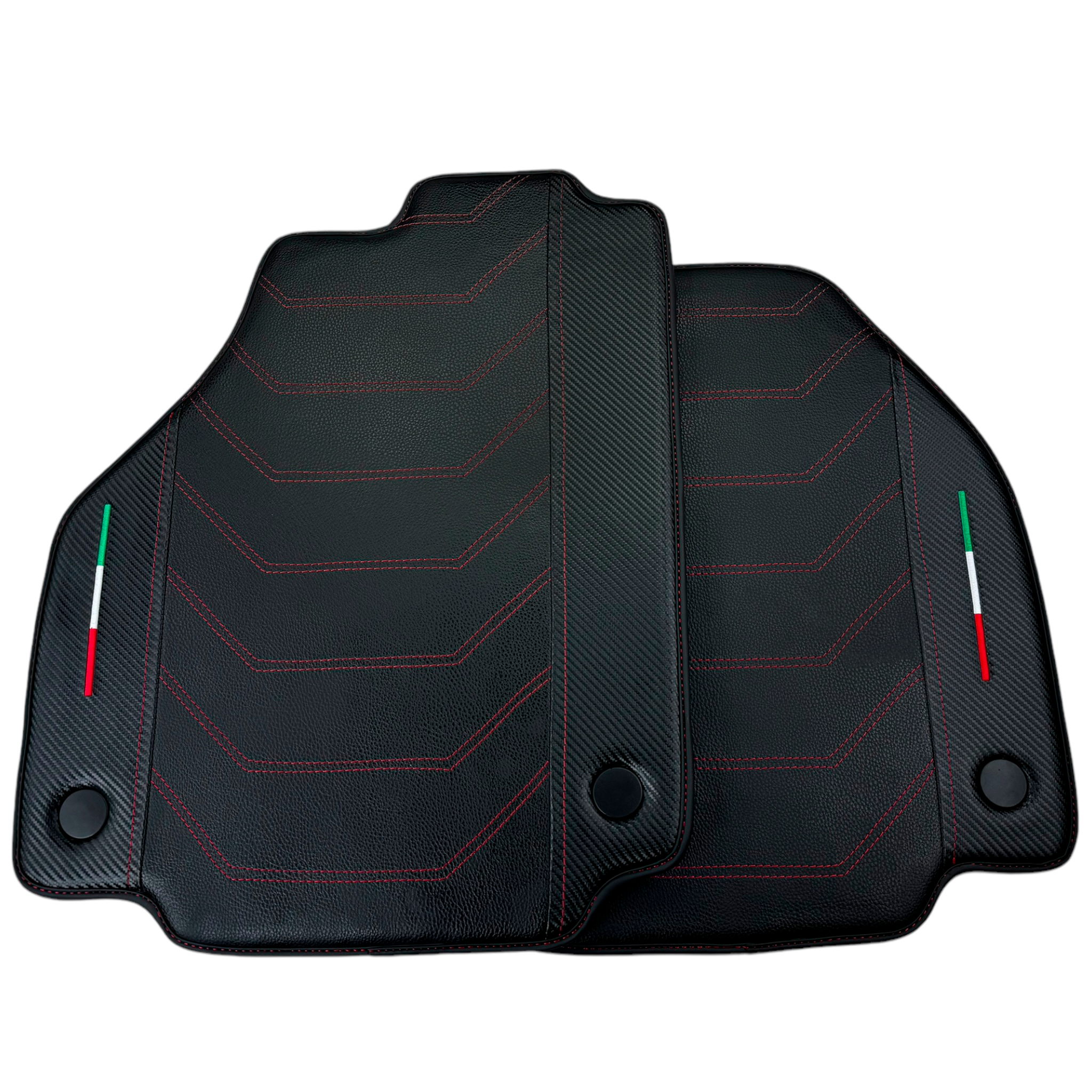 Leather Floor Mats For Ferrari 488 Pista Spider (2019-2021) With Carbon Fiber | Italian Edition - AutoWin