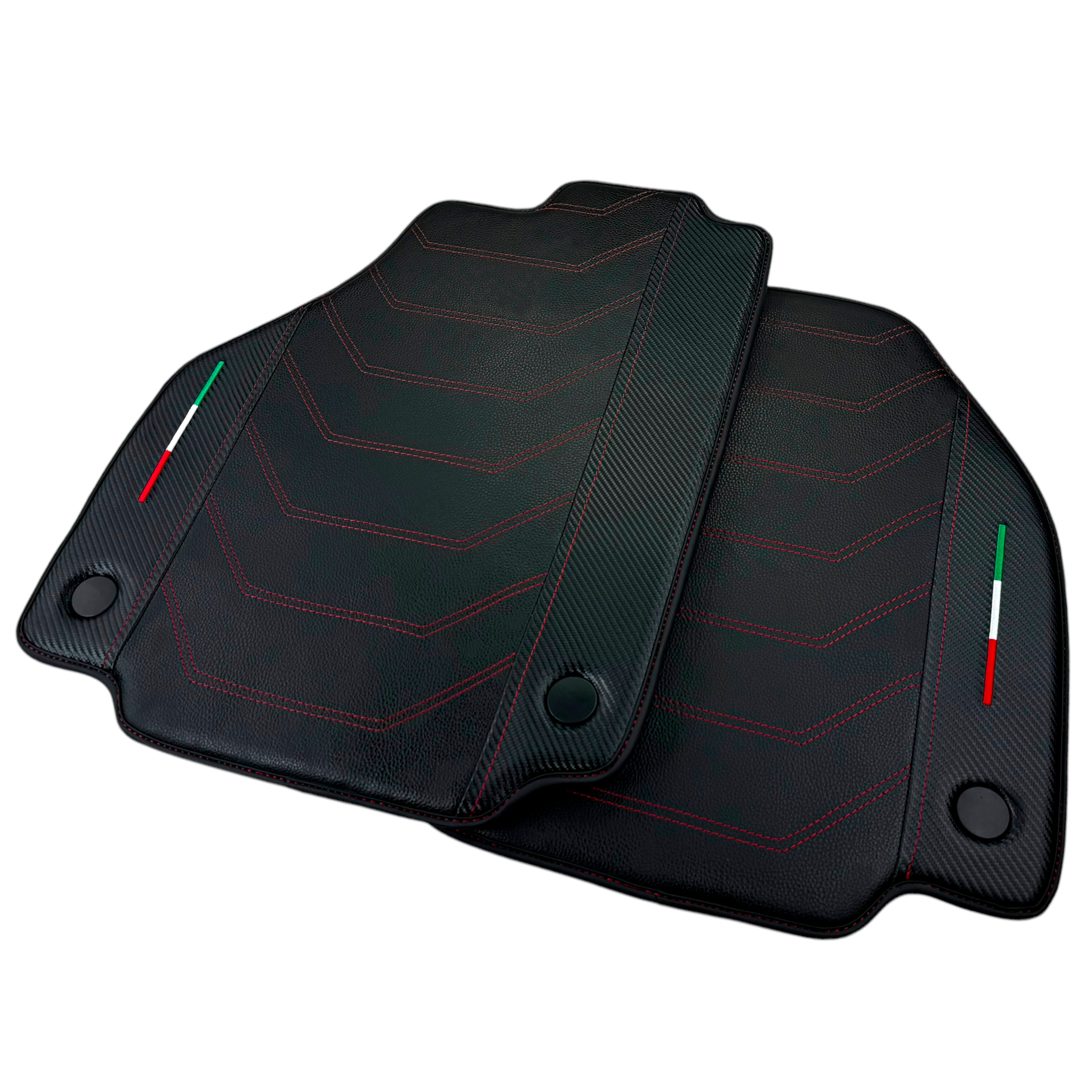 Leather Floor Mats For Ferrari 488 Pista Spider (2019-2021) With Carbon Fiber | Italian Edition - AutoWin