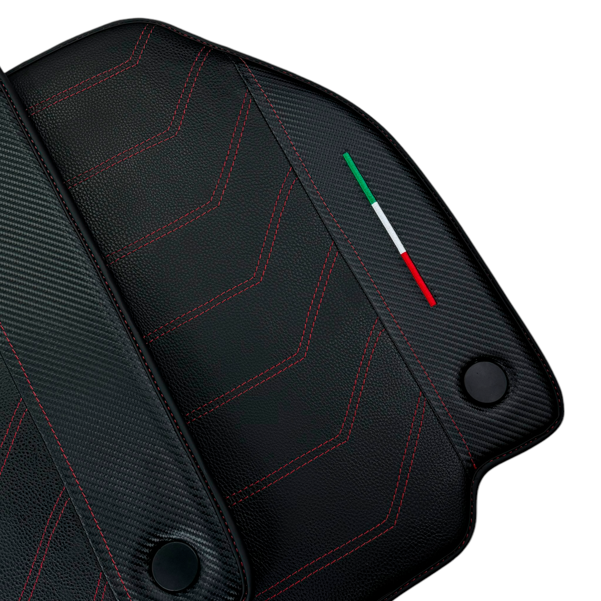 Leather Floor Mats For Ferrari 488 Pista Spider (2019-2021) With Carbon Fiber | Italian Edition - AutoWin