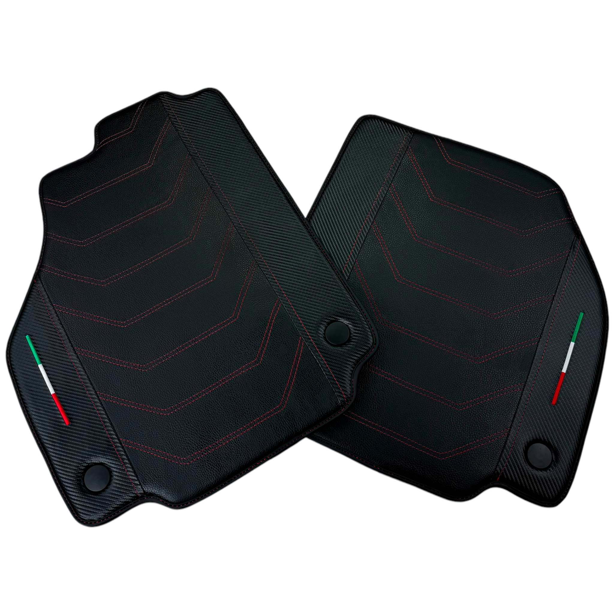 Leather Floor Mats For Ferrari 488 Pista Spider (2019-2021) With Carbon Fiber | Italian Edition - AutoWin