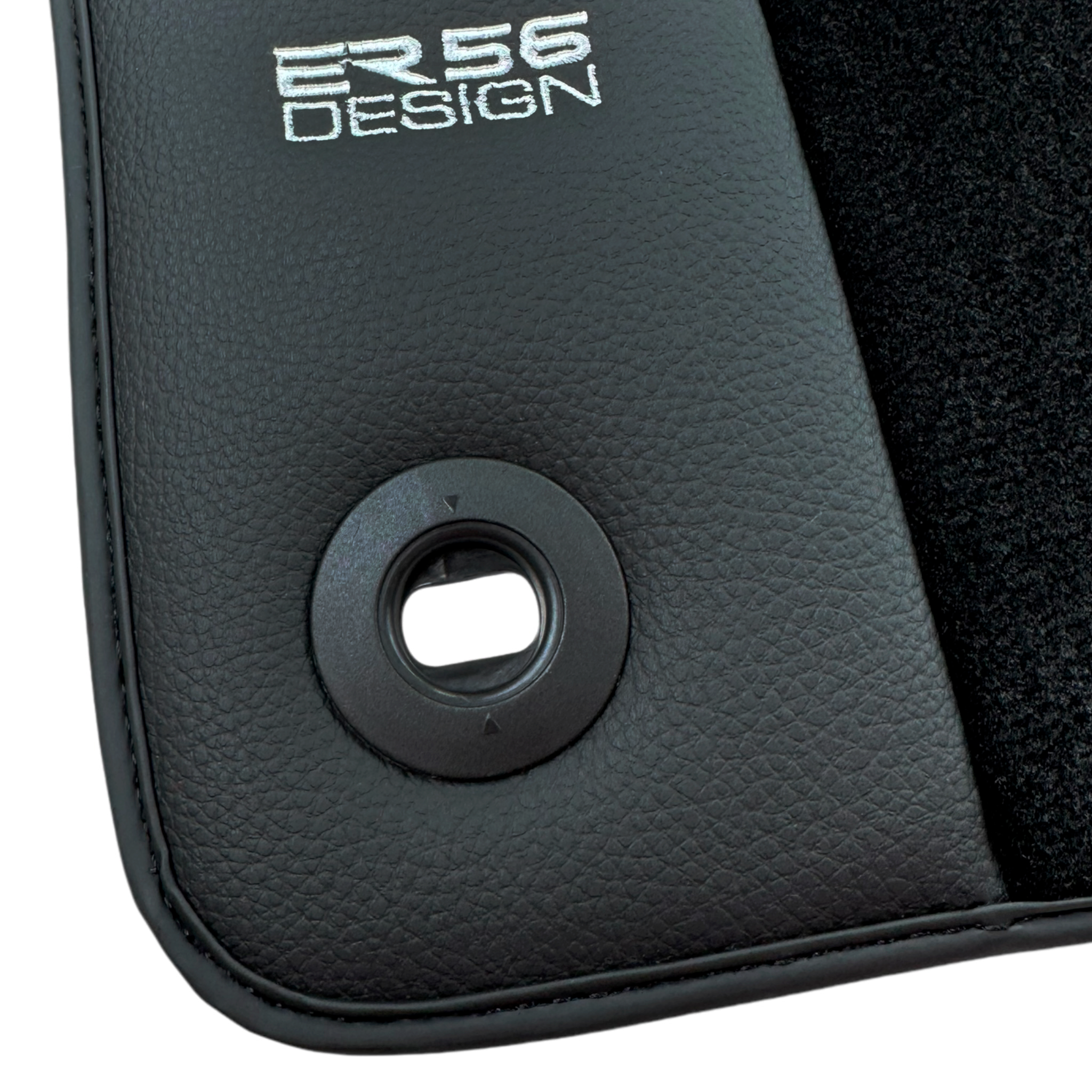 Black Floor Mats for Jaguar E-Pace (2021-2024) Plug-in Hybrid with Leather Borders by ER56 Design - AutoWin