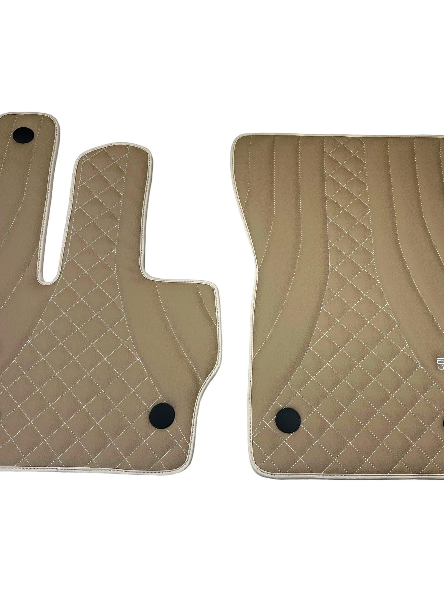 Beige Leather Floor Mats for Mercedes-Benz W463 (2018-2023) ER56 Design