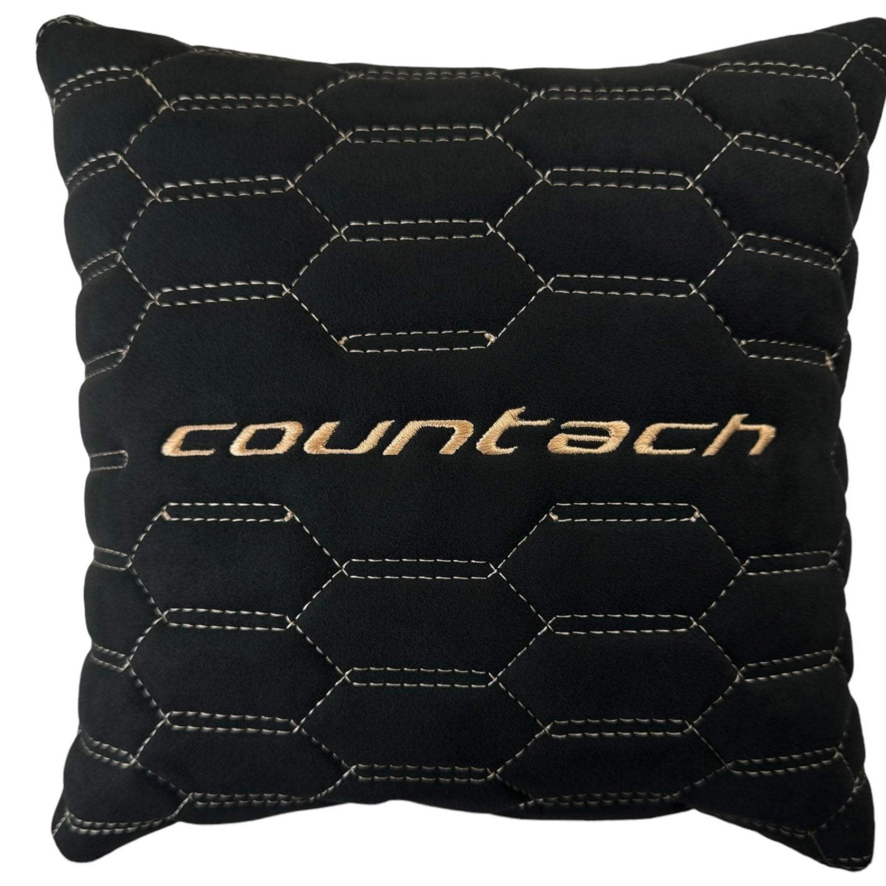 Black Alcantara Leather Pillows Countach Set of 2 Tan Sewing
