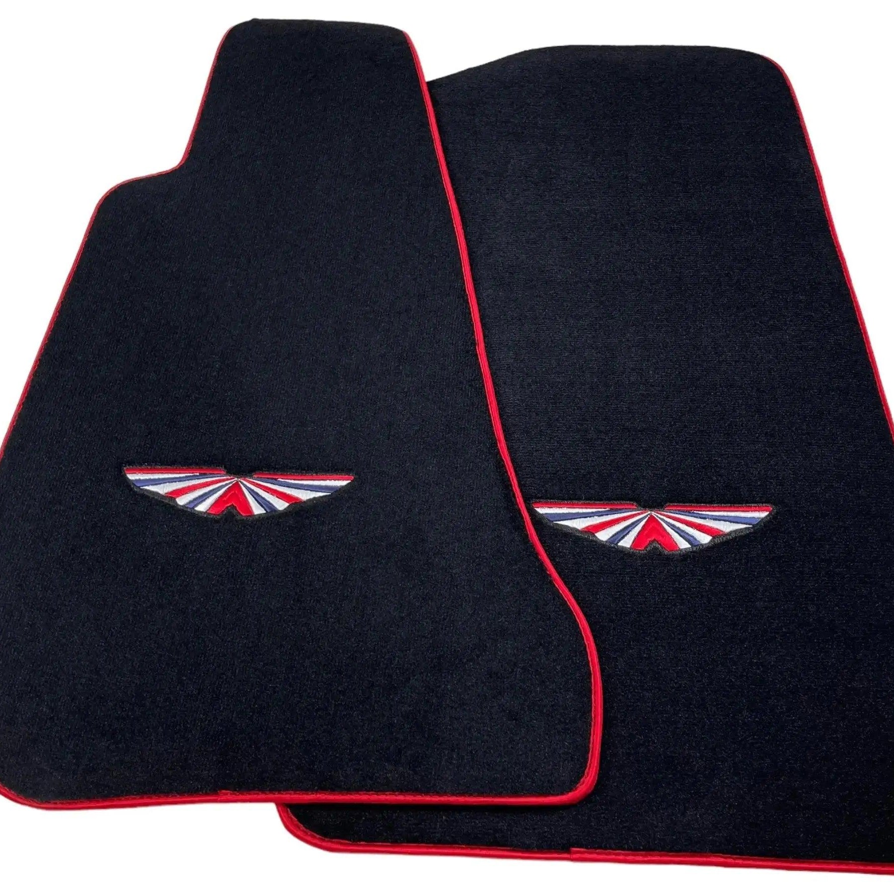 Black Floor Mats For Aston Martin V12 Vanquish (2001–2007) 2-door Coupe with Red Trim