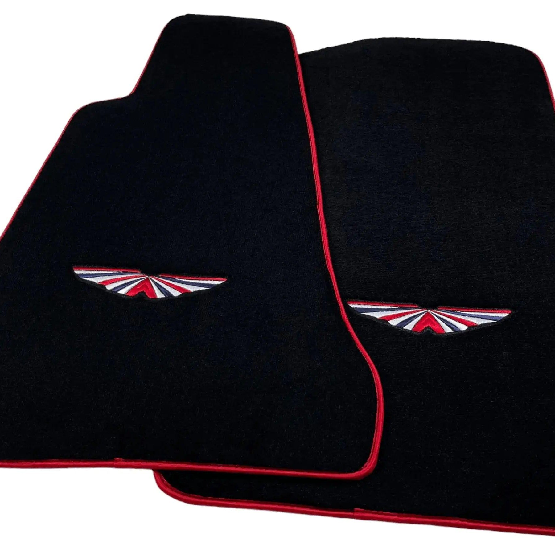 Black Floor Mats For Aston Martin V12 Vanquish (2001–2007) 2-door Coupe with Red Trim