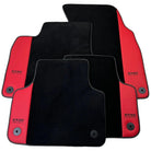 Black Floor Mats for Audi Q8 (2018-2023) with Red Leather | ER56 Design