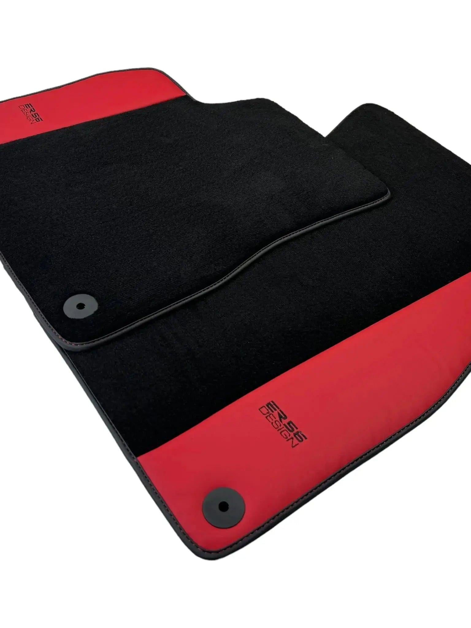 Black Floor Mats for Audi Q8 (2018-2023) with Red Leather | ER56 Design