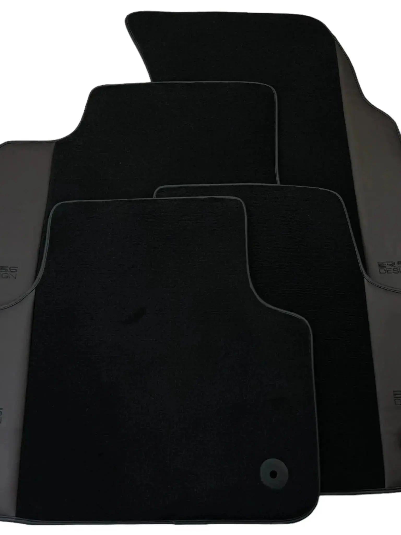 Black Floor Mats for Audi Q8 e-tron (2023-2025) with Dark Brown Leather | ER56 Design