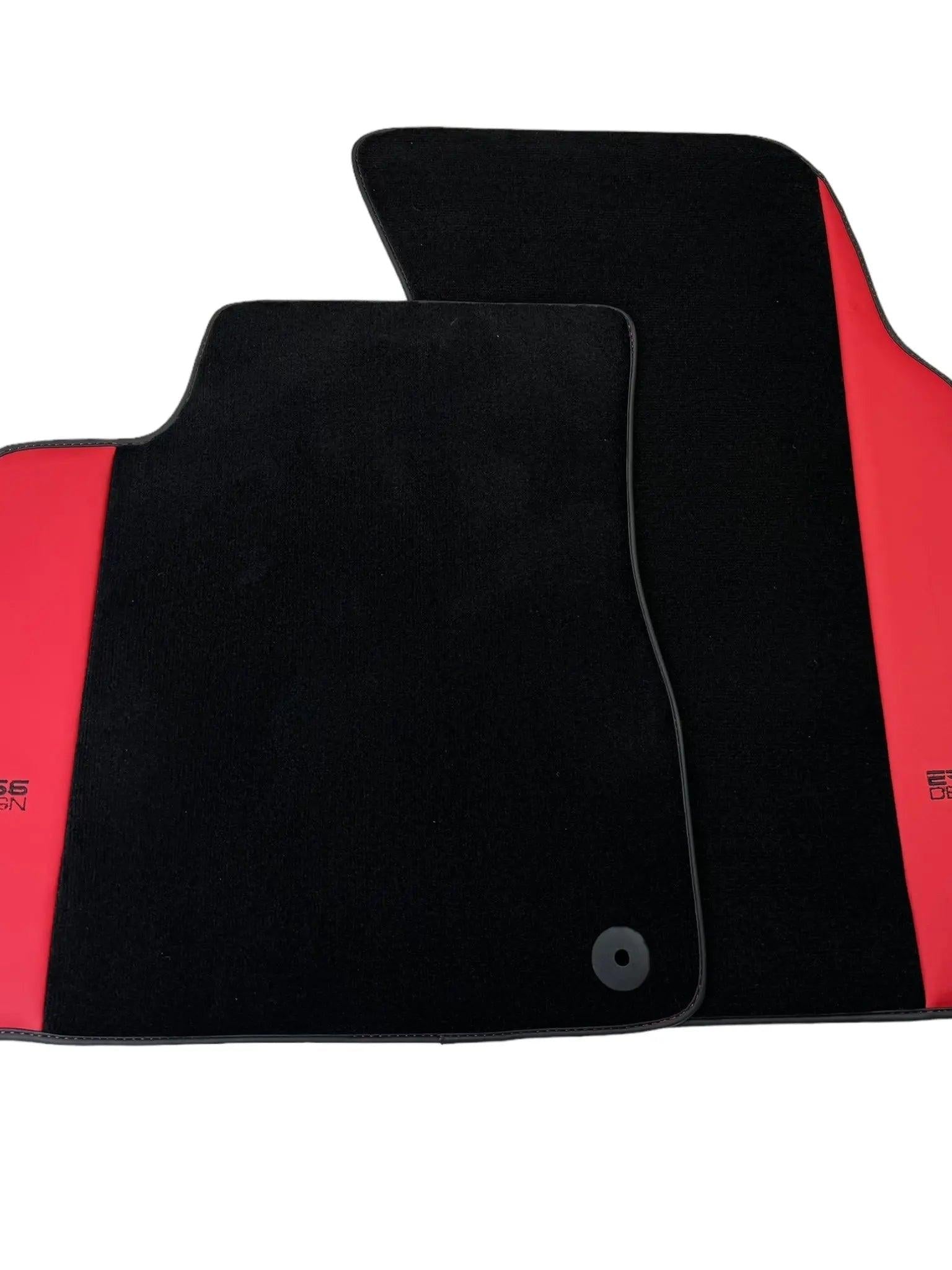 Black Floor Mats for Audi Q8 e-tron (2023-2025) with Red Leather | ER56 Design - AutoWin