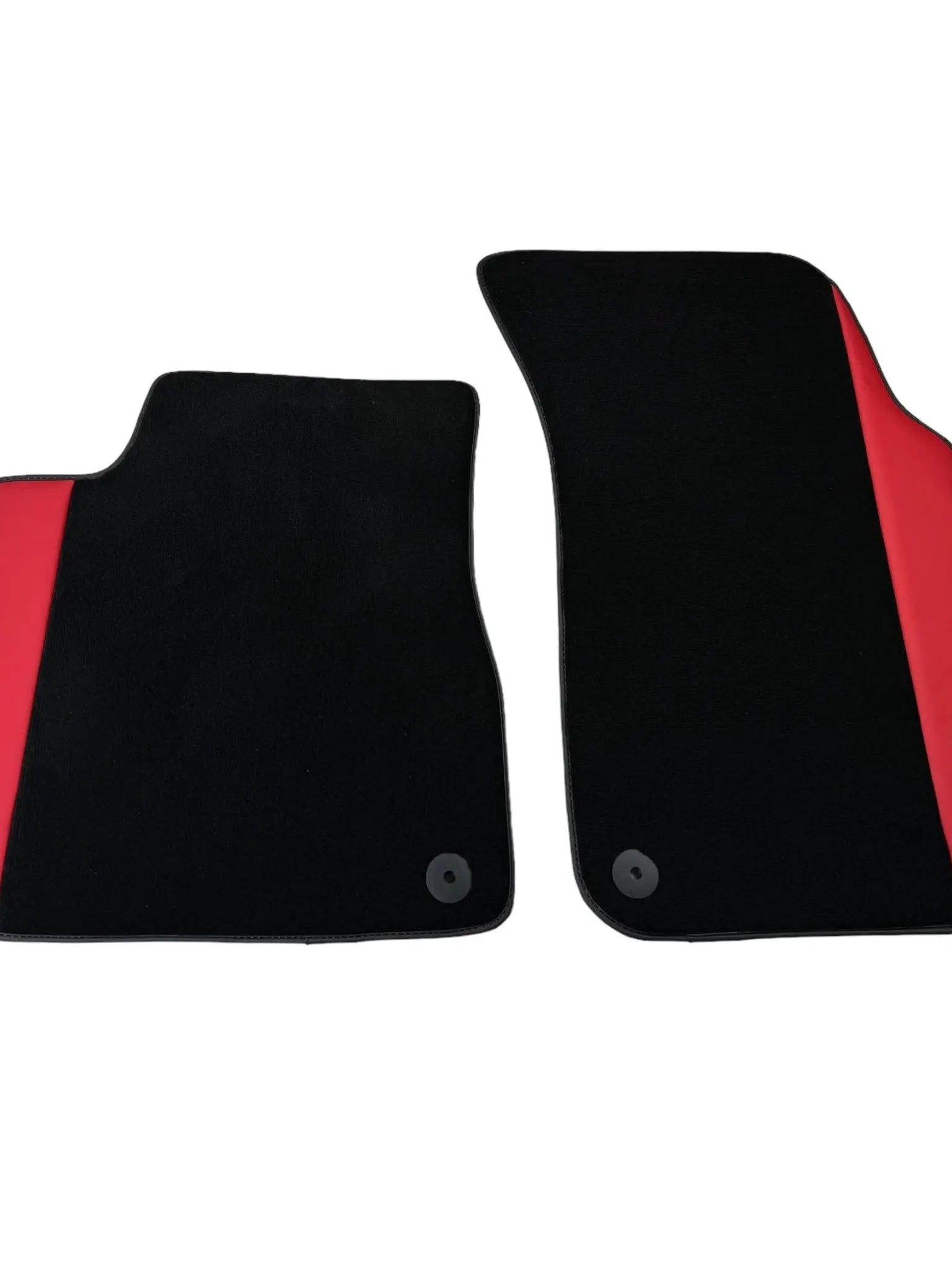 Black Floor Mats for Audi Q8 e-tron (2023-2025) with Red Leather | ER56 Design - AutoWin