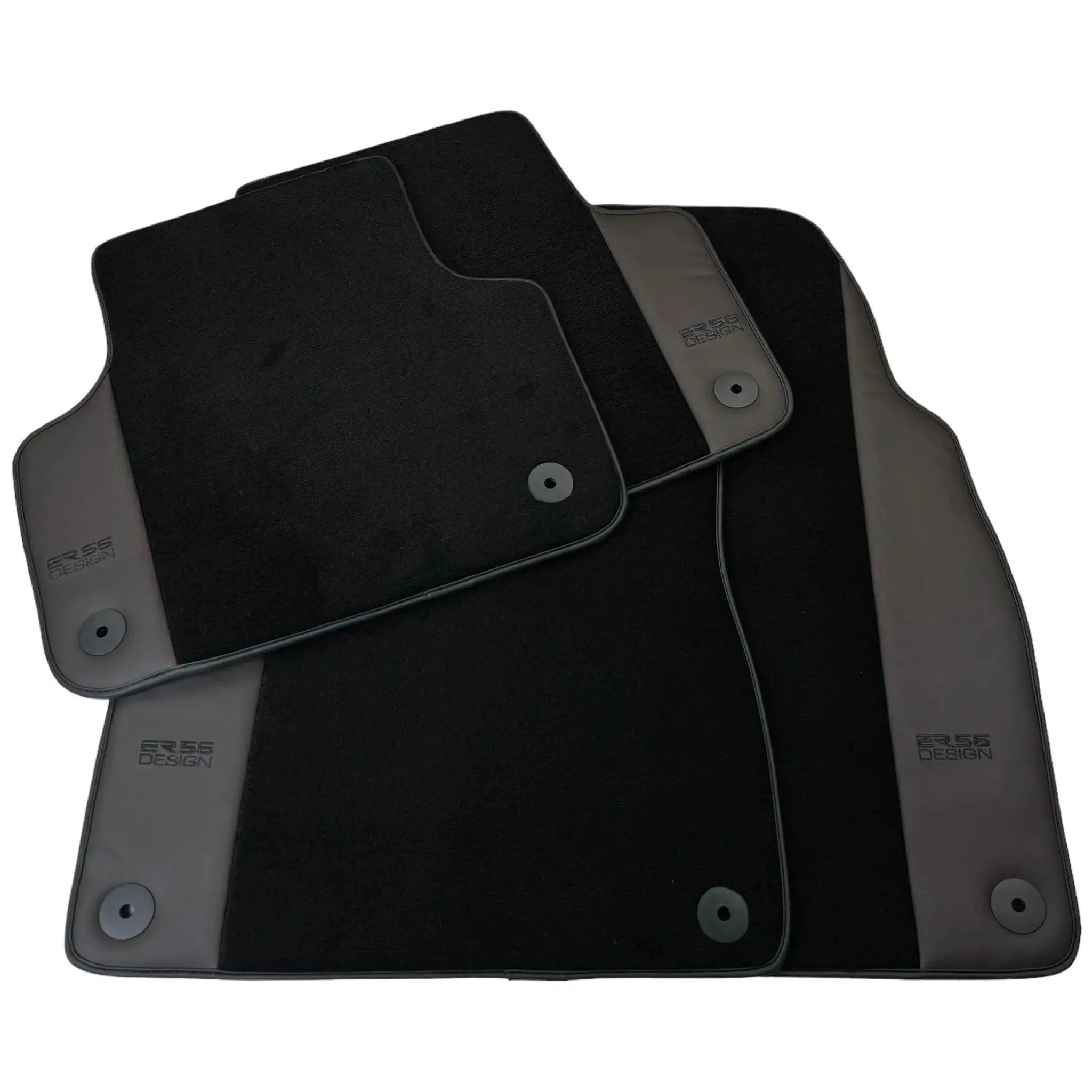 Black Floor Mats for Bentley Bentayga (2015-2023) with Dark Brown Leather | ER56 Design - AutoWin