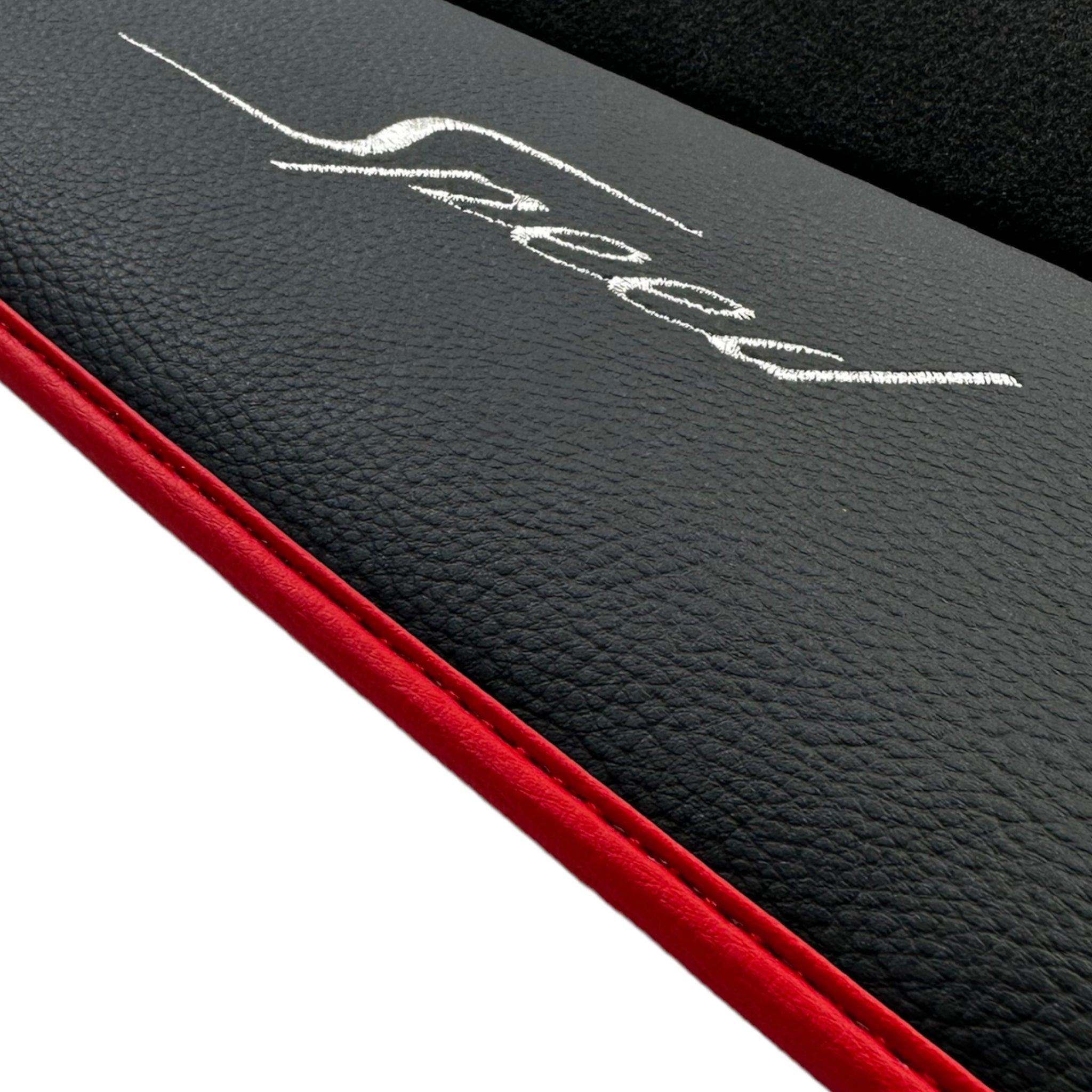 Black Floor Mats for Bentley Bentayga (2015-2023) with Leather | Red Trim