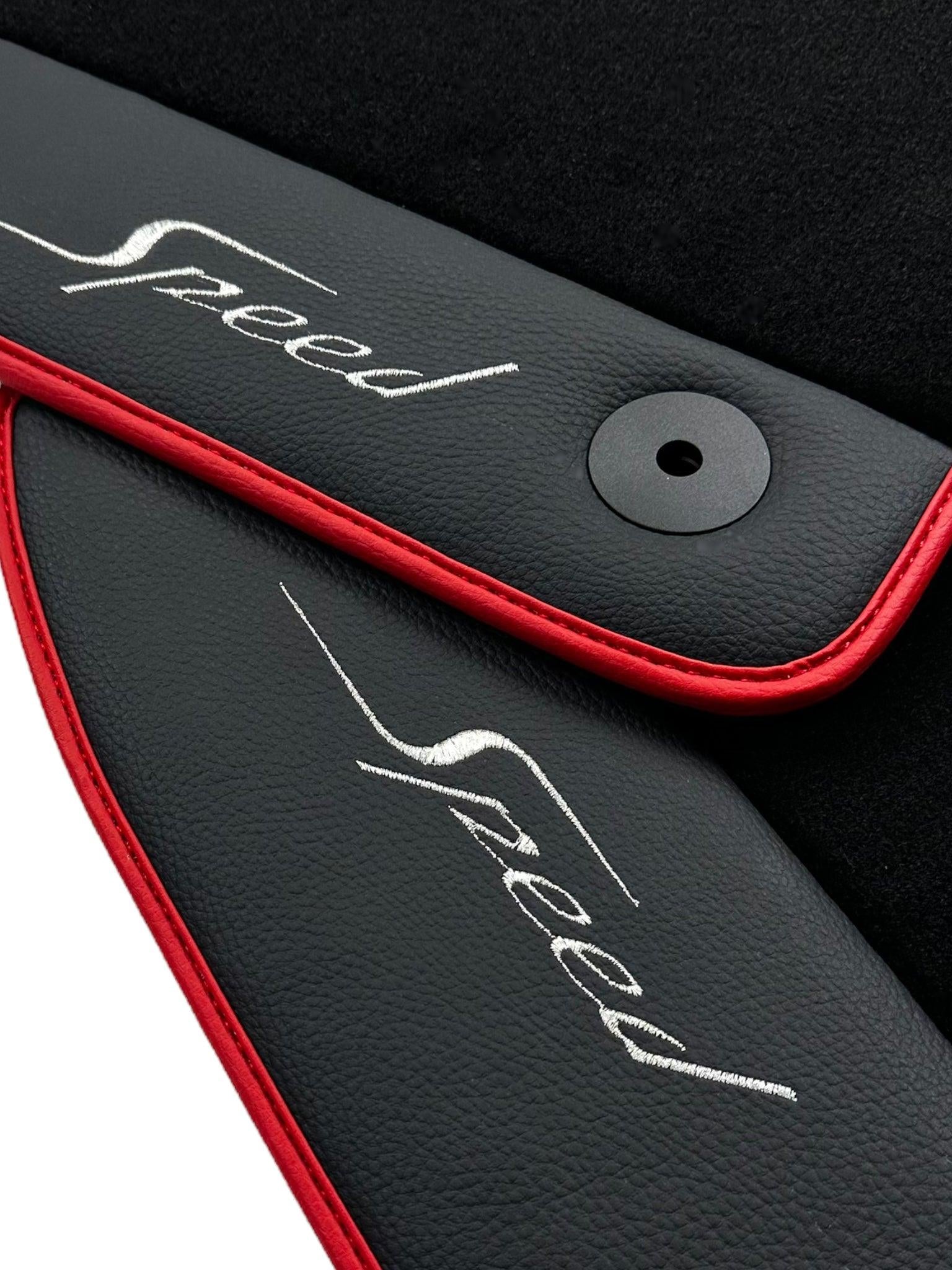 Black Floor Mats for Bentley Bentayga (2015-2023) with Leather | Red Trim