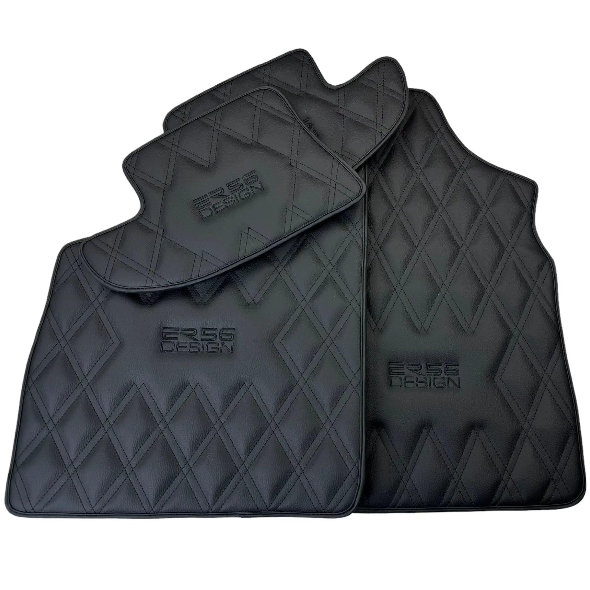 Black Floor Mats for Bentley Continental GT (2003–2011) with Leather | ER56 Design