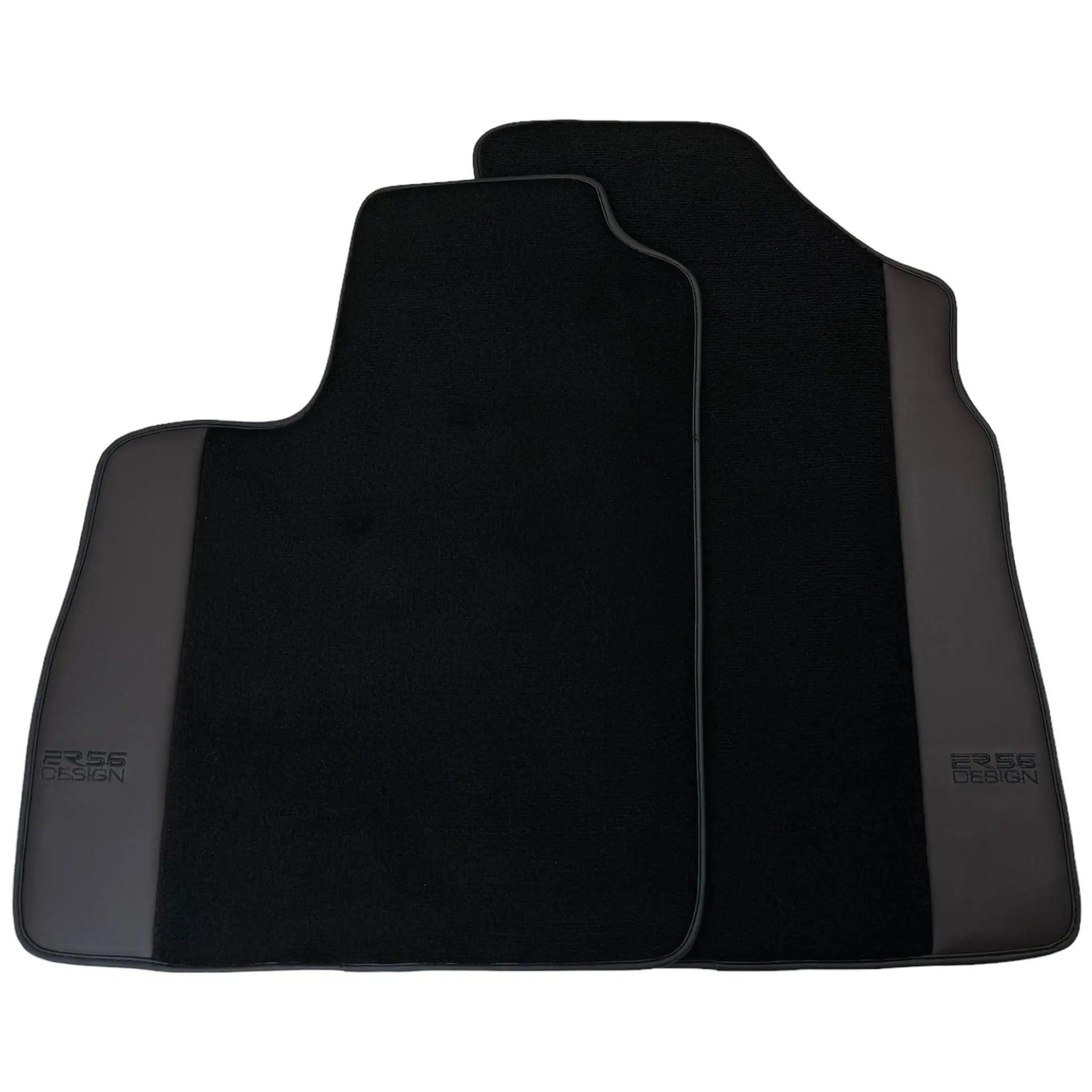 Black Floor Mats for Bentley Continental GT (2011–2018) with Dark Brown Leather | ER56 Design