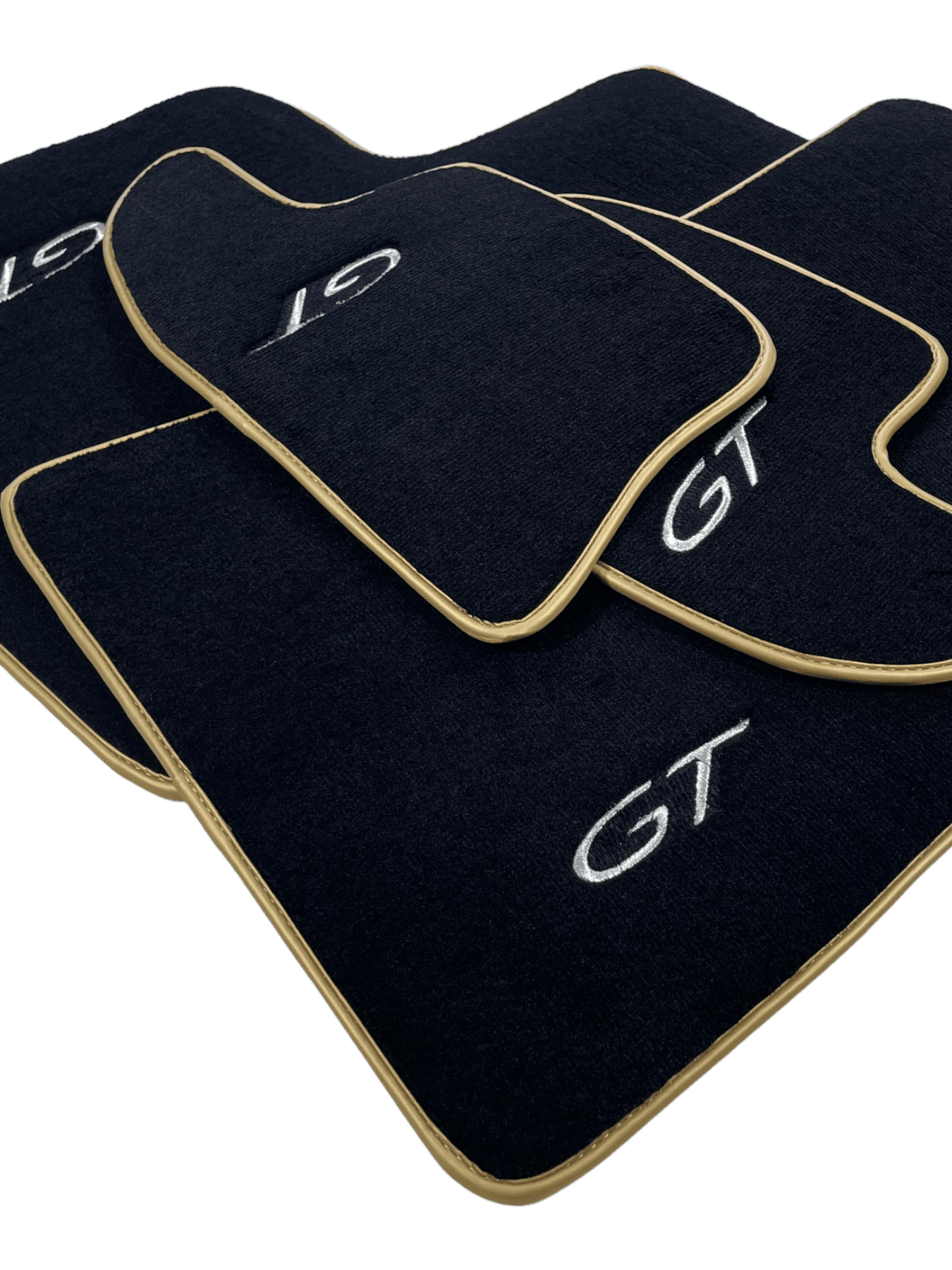 Black Floor Mats For Bentley Continental Gt 2004–2017 With Gold Color Trim - AutoWin