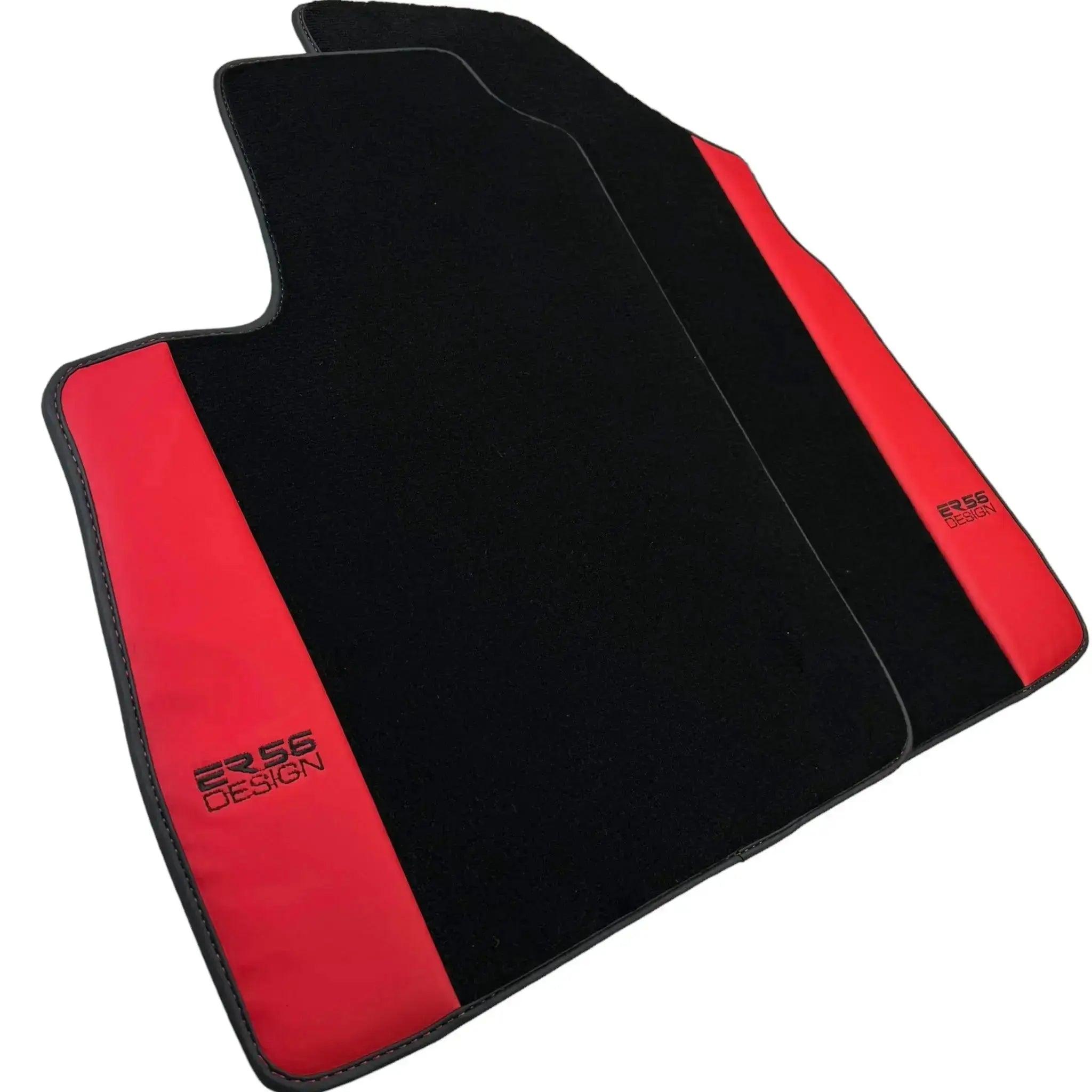 Black Floor Mats for Bentley Continental GTC (2018–2023) with Red Leather | ER56 Design