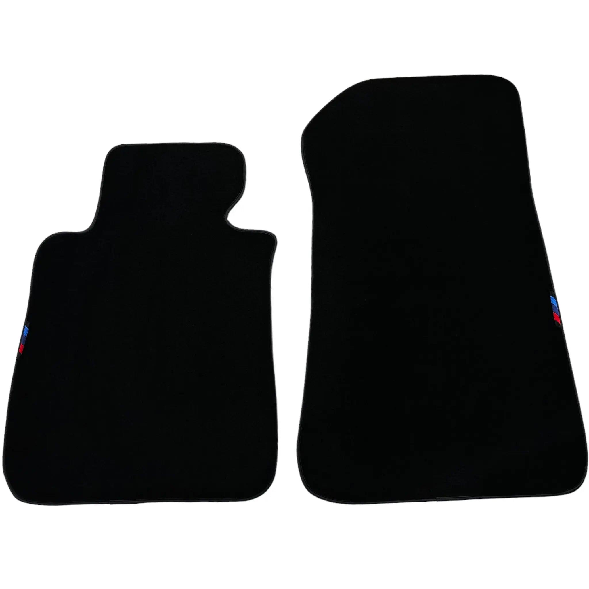 Black Floor Mats For BMW 1 Series E81 With 3 Color Stripes Tailored Set Perfect Fit - AutoWin