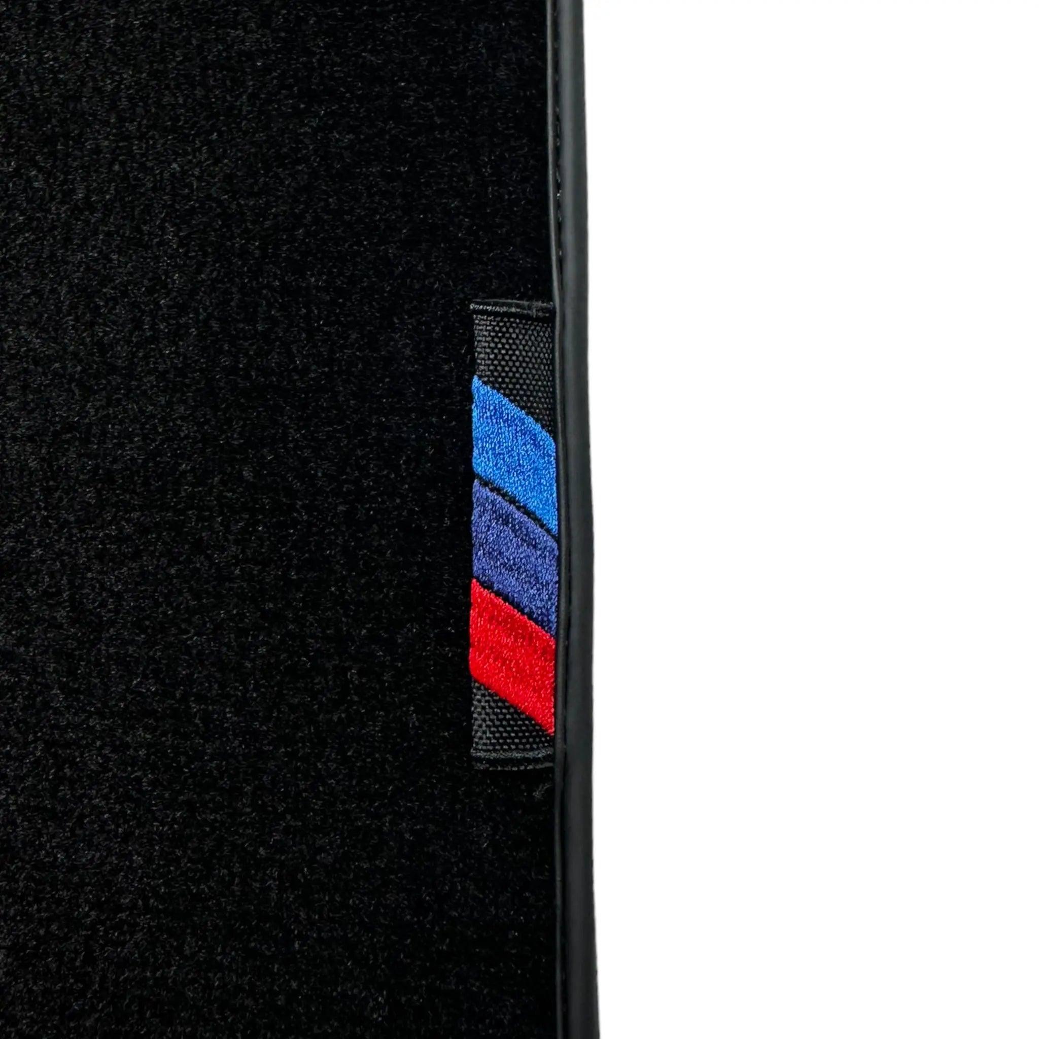Black Floor Mats For BMW 1 Series E81 With 3 Color Stripes Tailored Set Perfect Fit