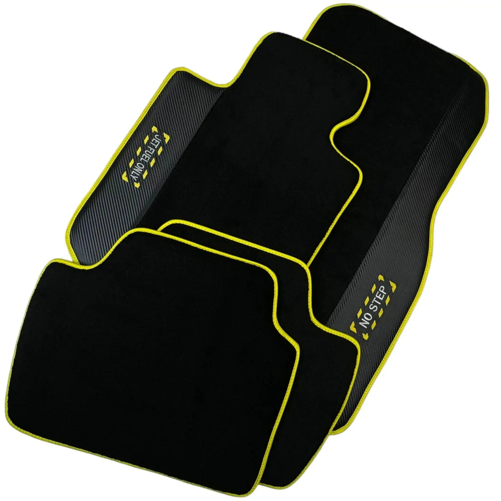 Black Floor Mats For BMW 3 Series F30 | Fighter Jet Edition | Yellow Trim - AutoWin