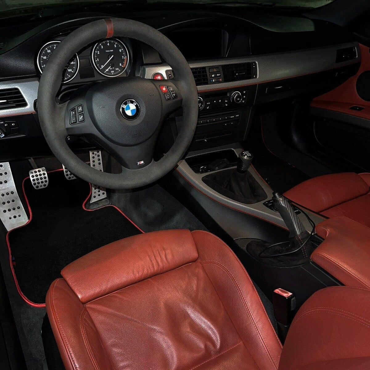 Black Floor Mats For BMW 4 Series F32 With M Package | Red Trim