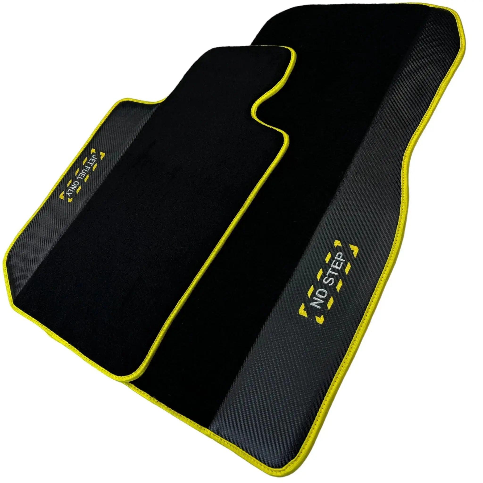 Black Floor Mats For BMW 4 Series F33 | Fighter Jet Edition | Yellow Trim - AutoWin