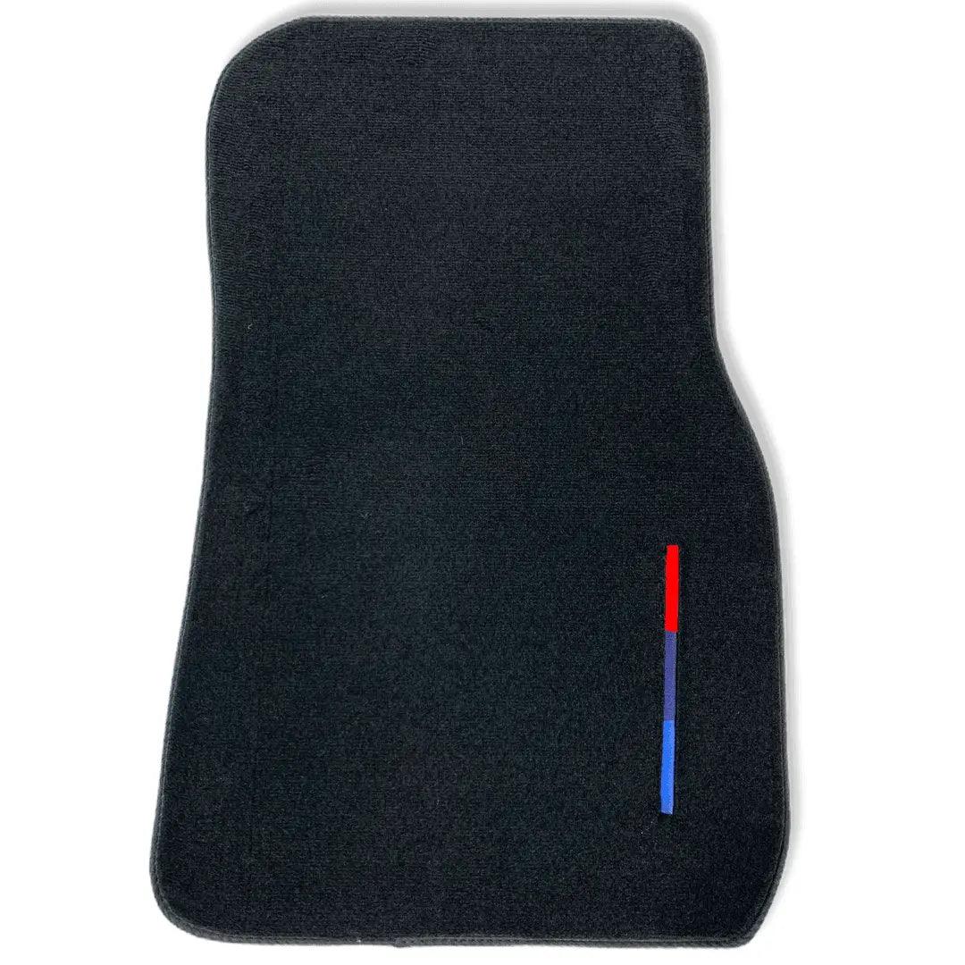 Black Floor Mats For BMW 5 Series E28 Sedan With 3 Color Stripes Tailored Set Perfect Fit - AutoWin