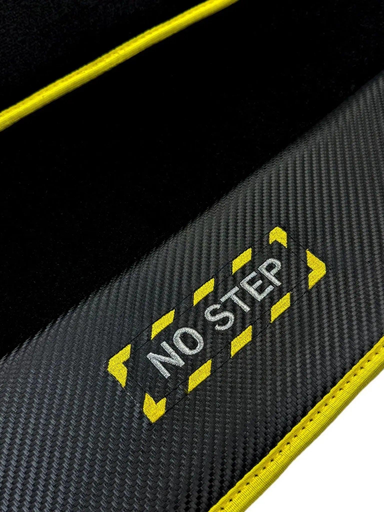 Black Floor Mats For BMW 6 Series F12 | Fighter Jet Edition | Yellow Trim AutoWin Brand - AutoWin