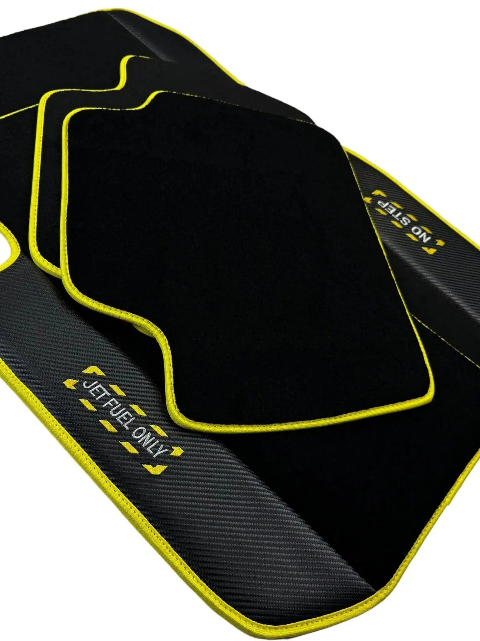 Black Floor Mats For BMW 6 Series G32 GT Gran Turismo | Fighter Jet Edition | Yellow Trim AutoWin Brand - AutoWin
