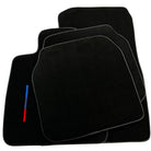 Black Floor Mats For BMW 7 Series F02 Long With Color Stripes Tailored Set Perfect Fit - AutoWin
