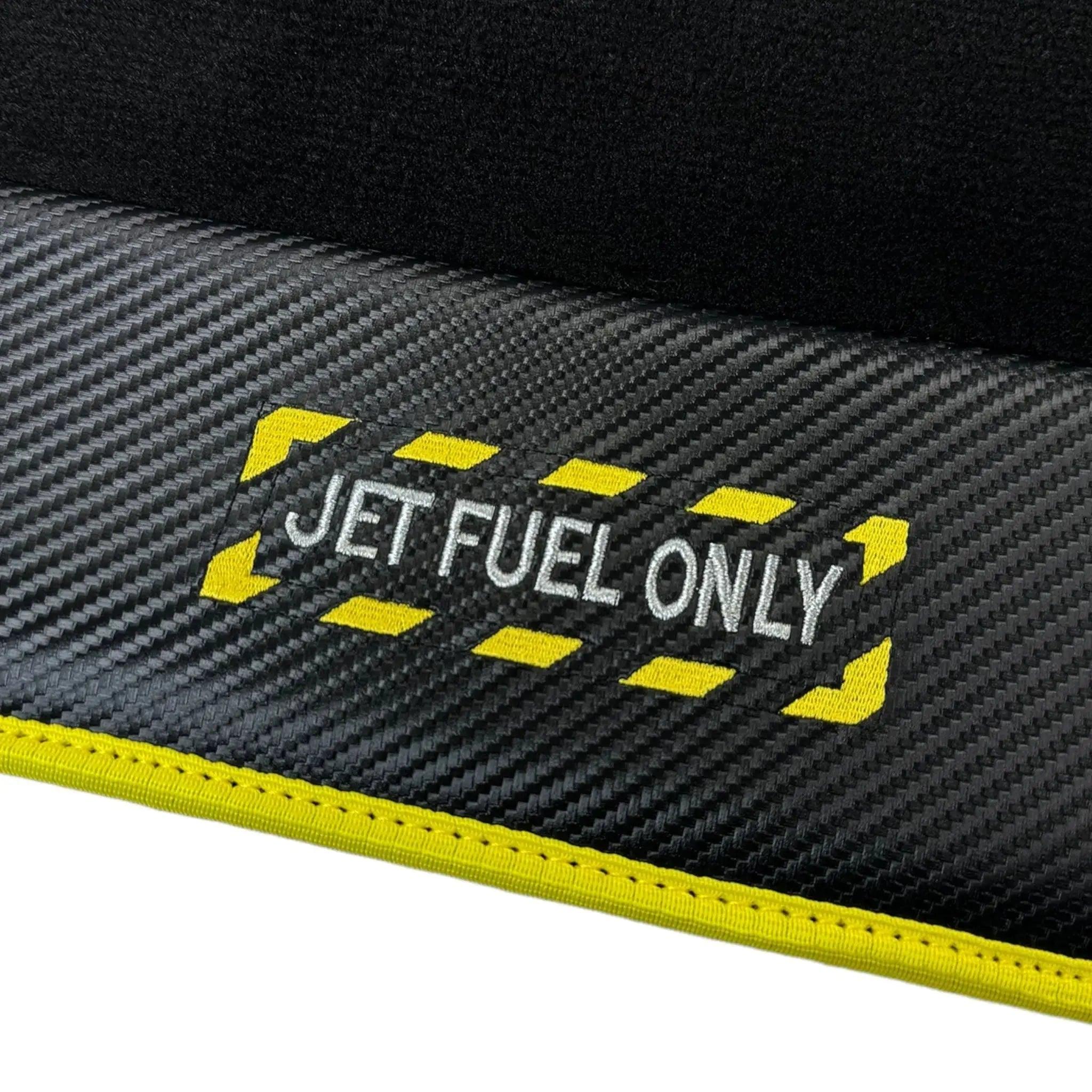 Black Floor Mats For BMW 7 Series G11 | Fighter Jet Edition | Yellow Trim AutoWin Brand - AutoWin