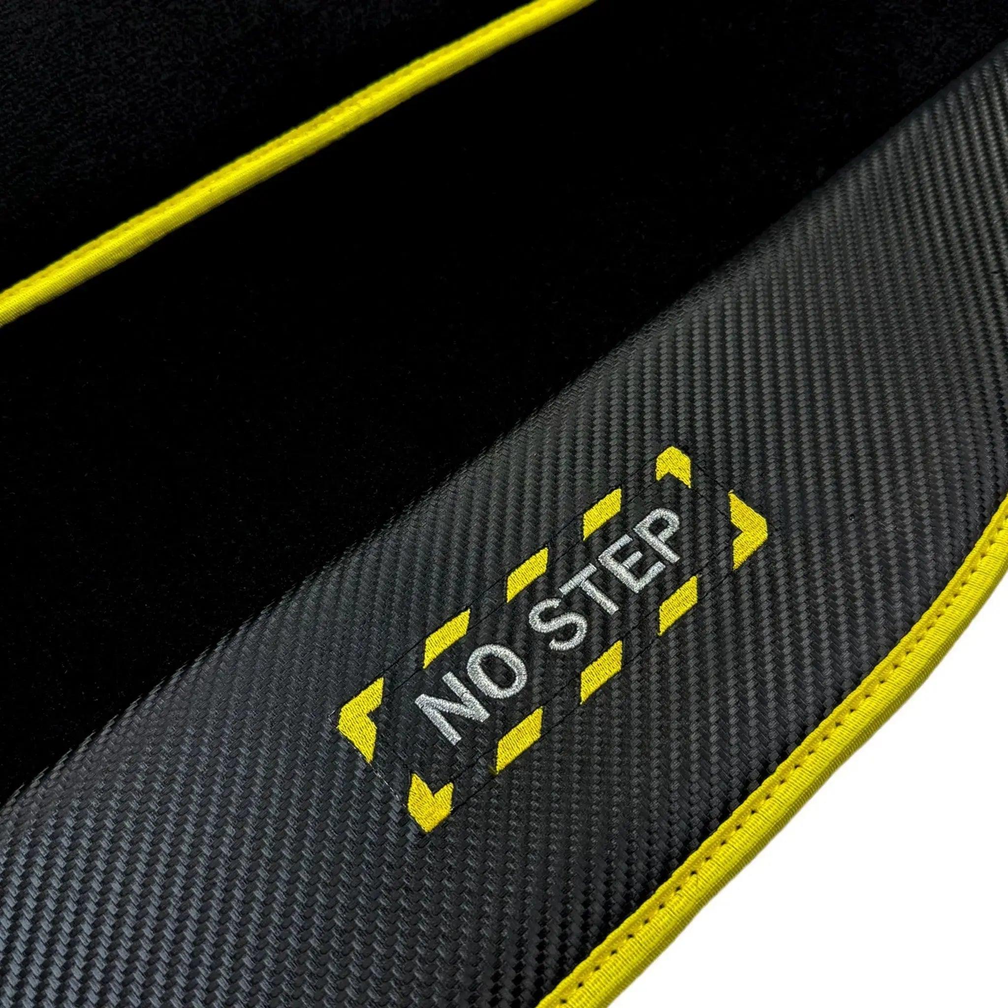 Black Floor Mats For BMW M3 F80 Series | Fighter Jet Edition | Yellow Trim AutoWin Brand - AutoWin