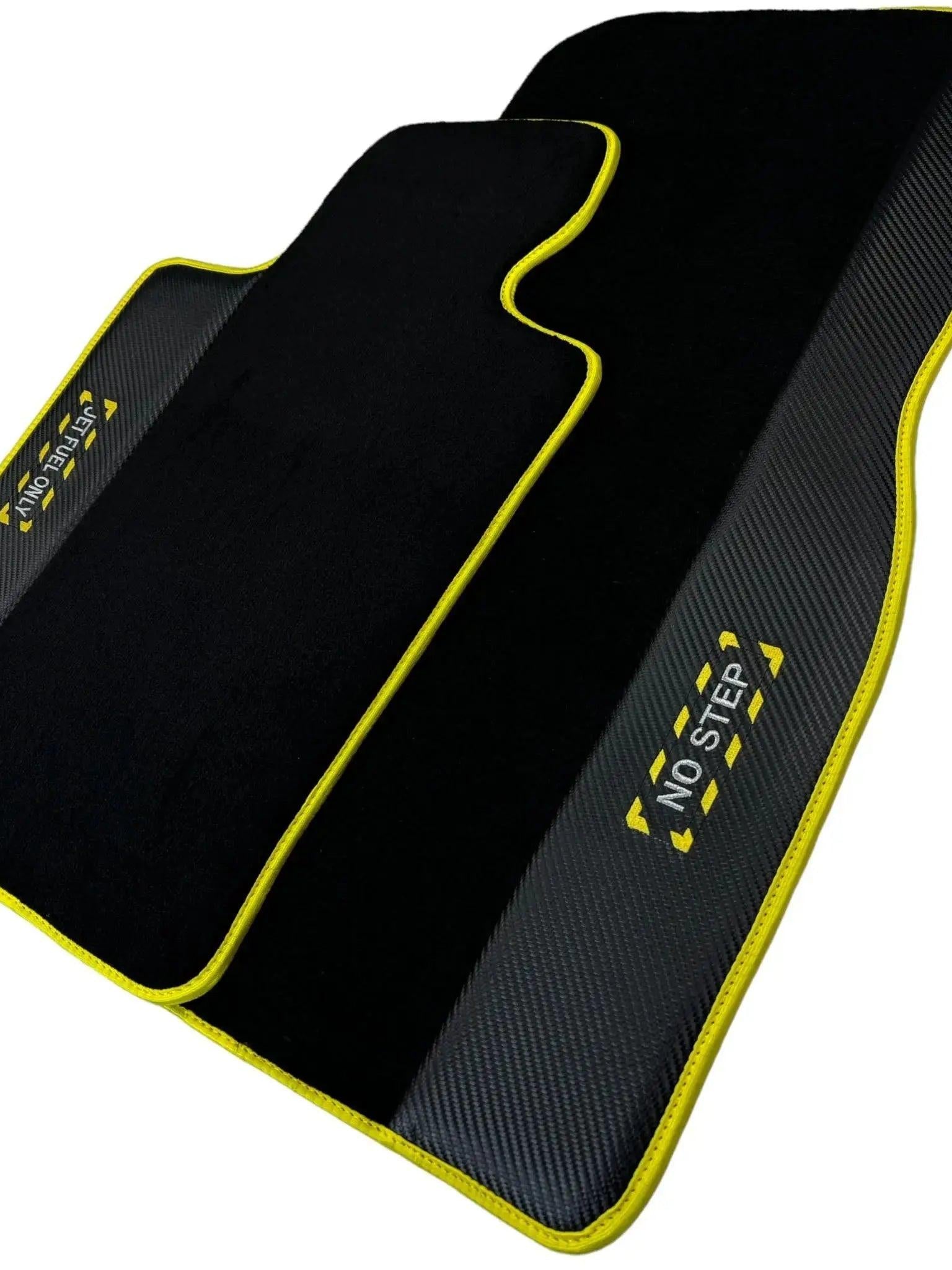 Black Floor Mats For BMW M5 Series F90 | Fighter Jet Edition | Yellow Trim AutoWin Brand - AutoWin