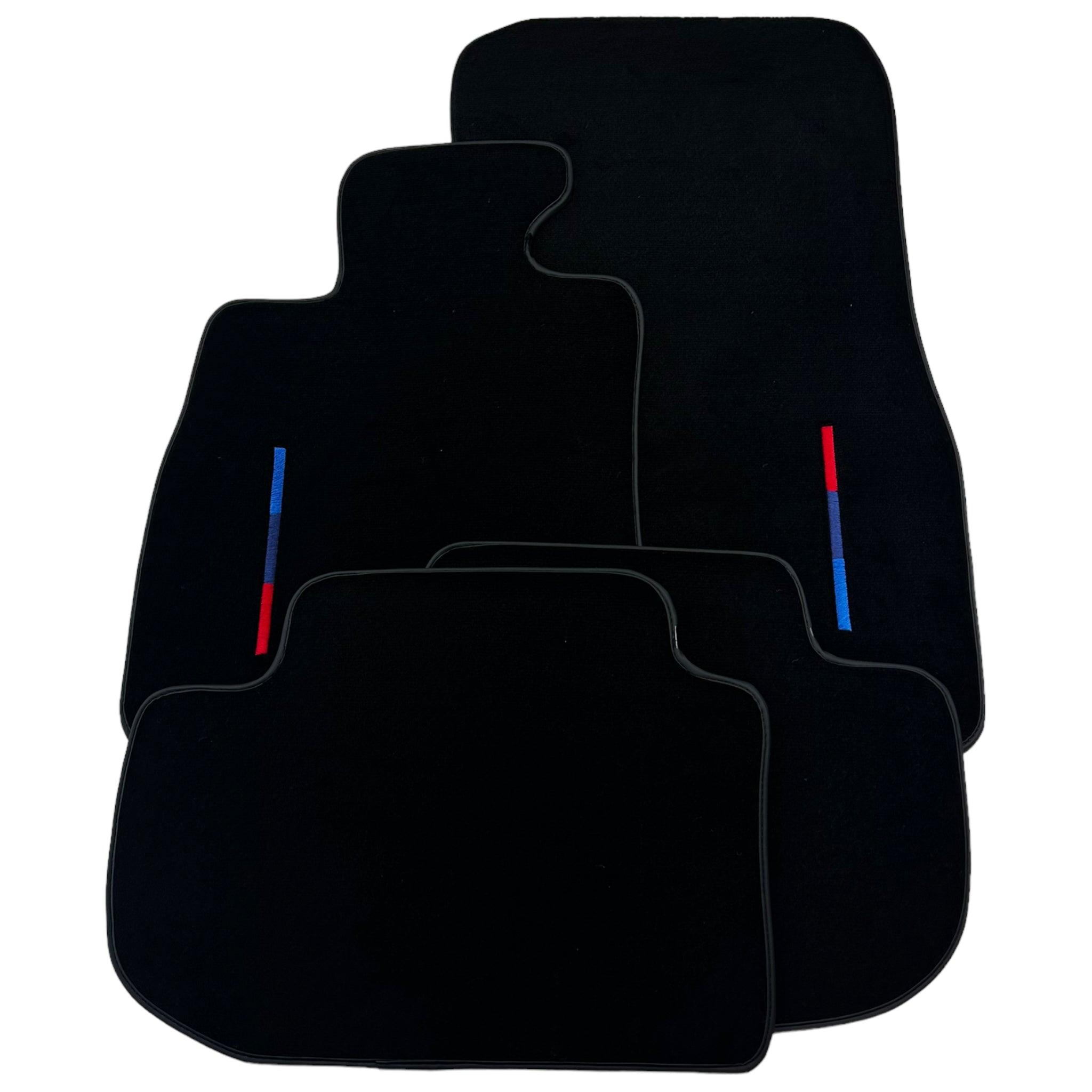 Black Floor Mats For BMW M6 F06 Gran Coupe With 3 Color Stripes Tailored Set Perfect Fit - AutoWin
