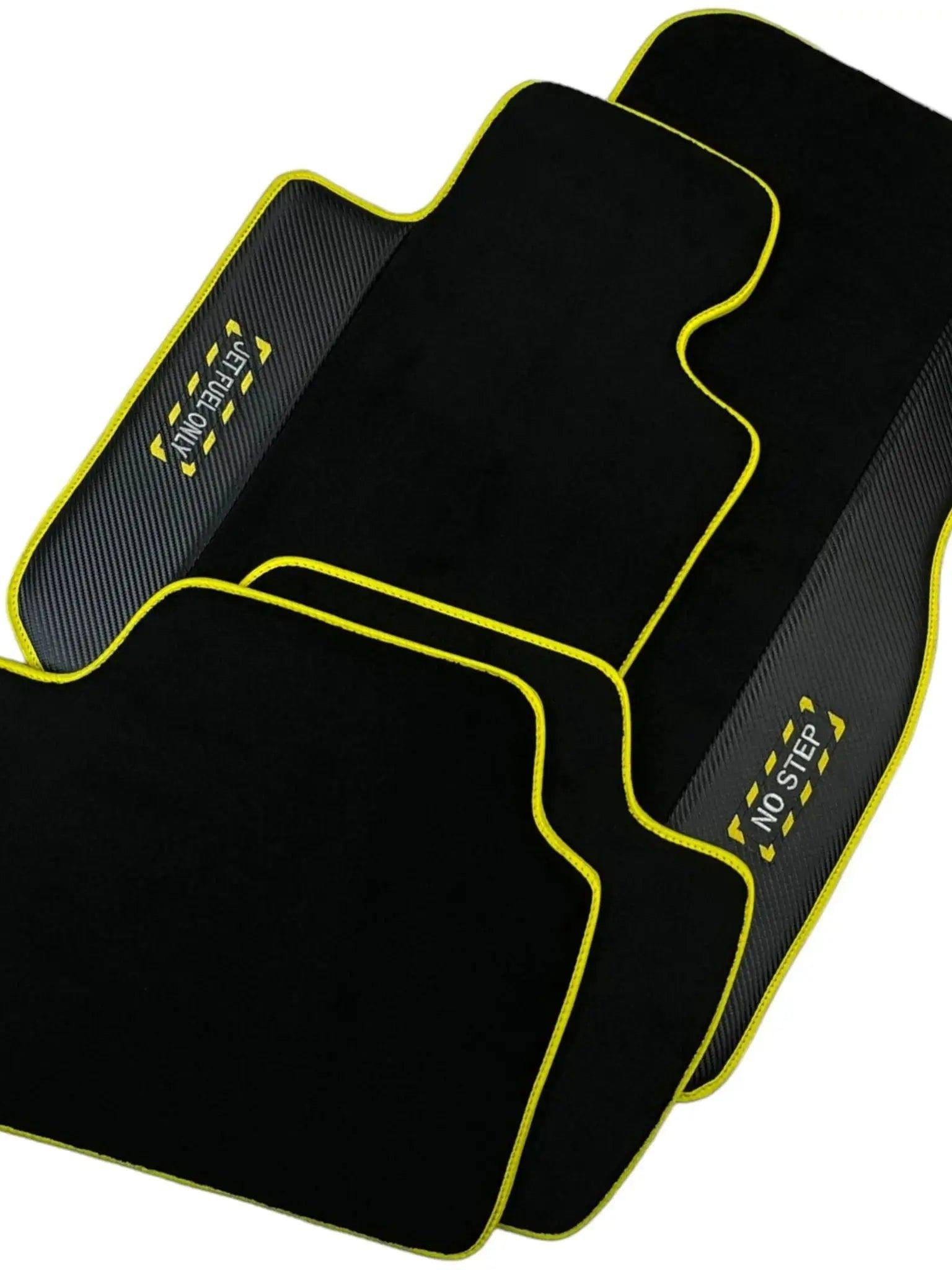 Black Floor Mats For BMW X1 Series E84 | Fighter Jet Edition | Yellow Trim - AutoWin