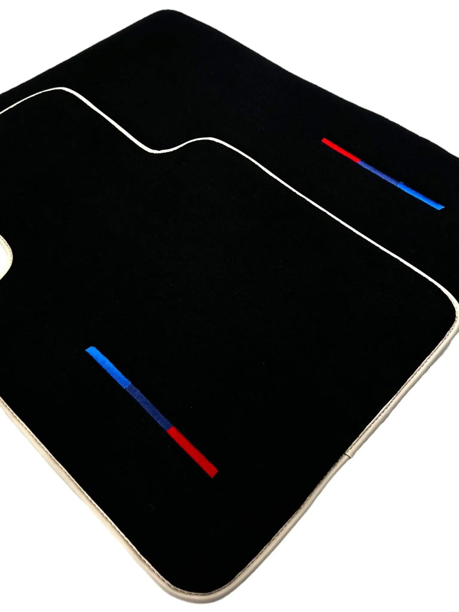 Black Floor Mats For BMW Z4 Series E89 With Color Stripes and Beige Trim Tailored Set Perfect Fit