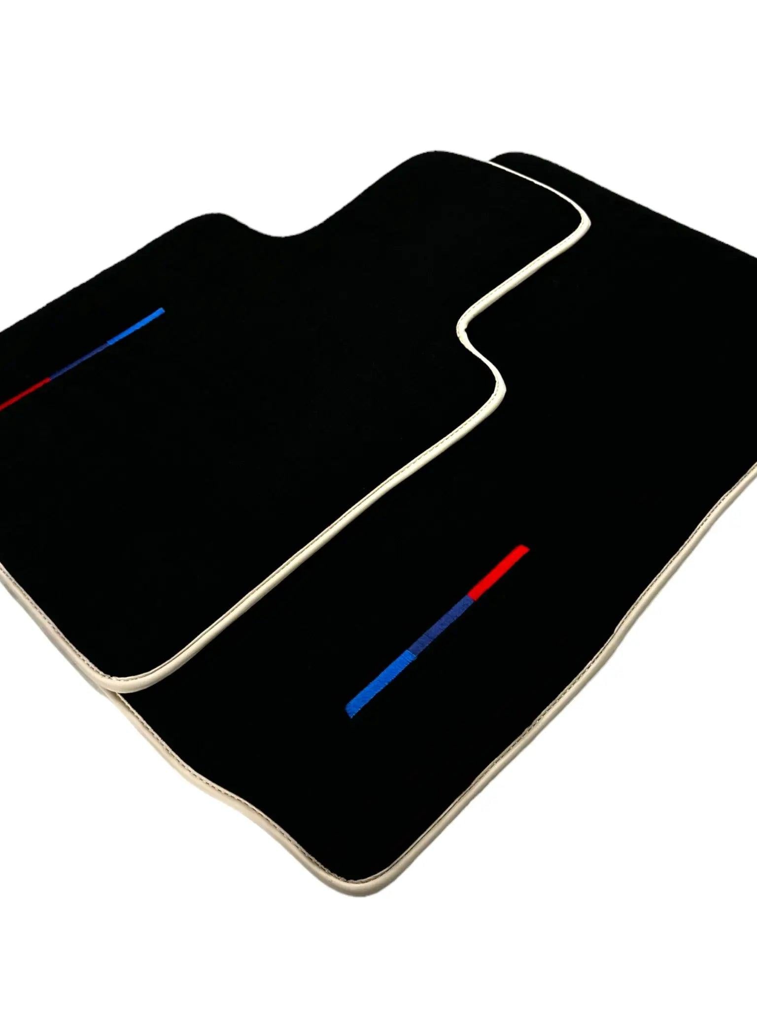 Black Floor Mats For BMW Z4 Series E89 With Color Stripes and Beige Trim Tailored Set Perfect Fit