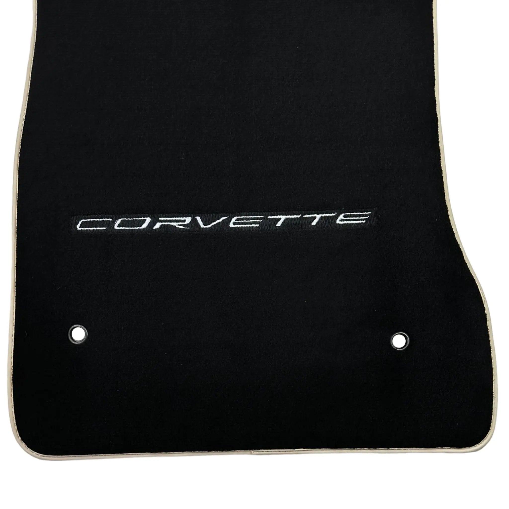 Black Floor Mats For Chevrolet Corvette C6 (2005-2013) with Beige Trim