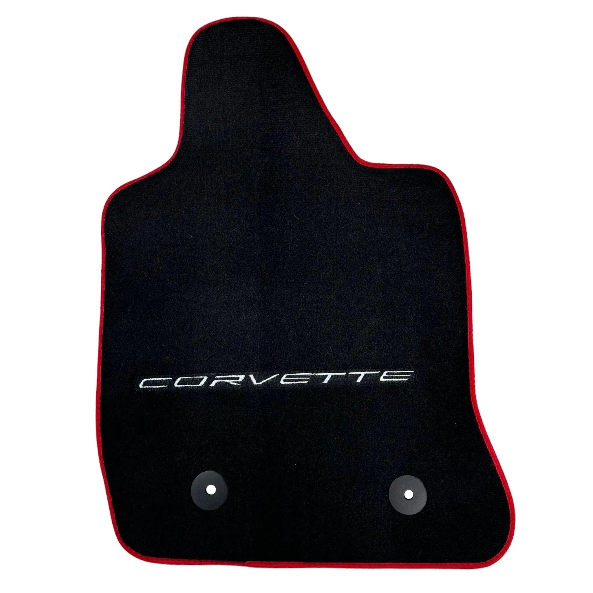 Black Floor Mats For Chevrolet Corvette C7 (2014-2019) | Red Trim - AutoWin