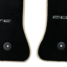 Black Floor Mats For Chevrolet Corvette C7 (2014-2019) with Beige Trim