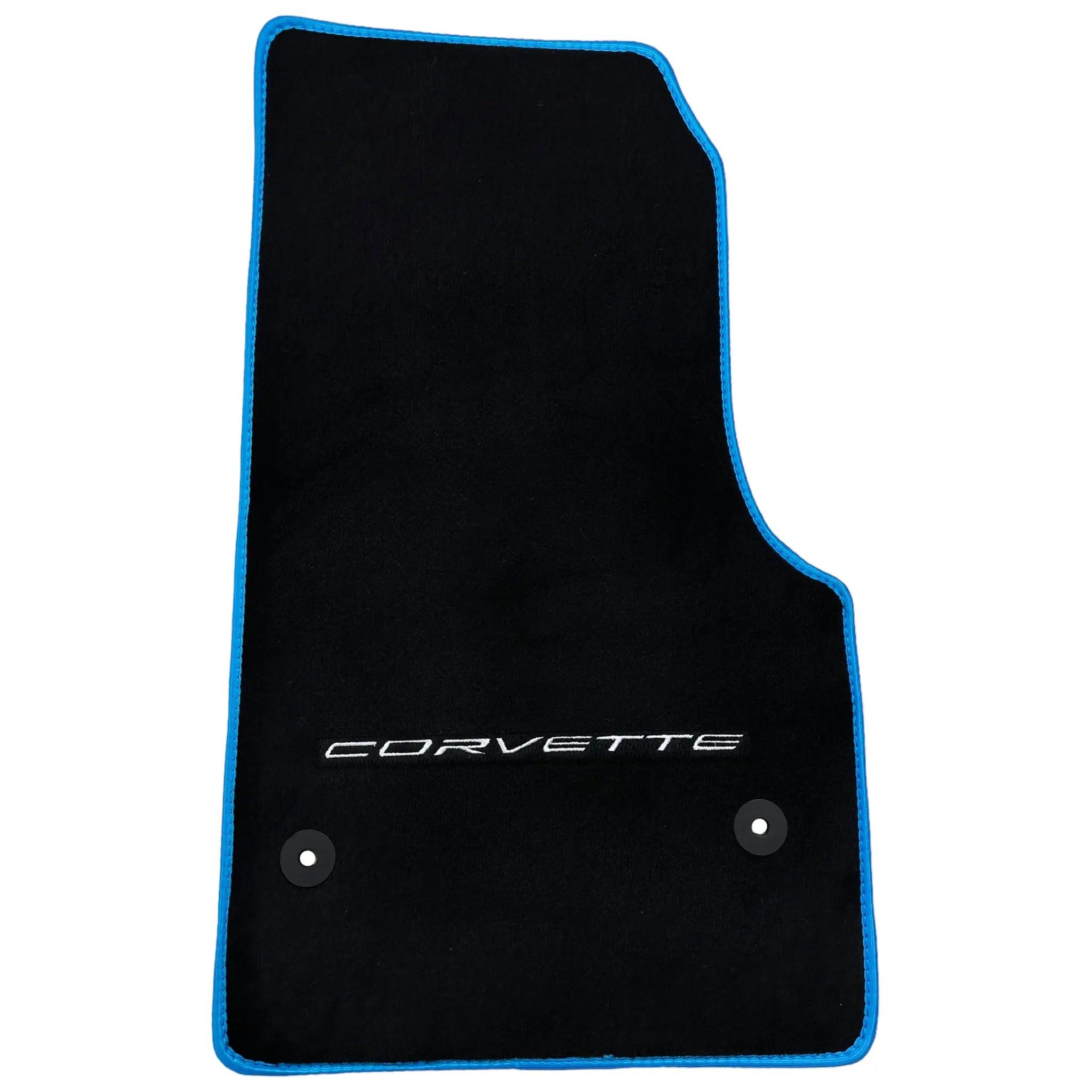 Black Floor Mats For Chevrolet Corvette C8 (2020-2024) with Blue Trim
