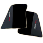 Black Floor Mats for Ferrari 296 GTS (2022-2024) with Leather and Beige Trim - AutoWin