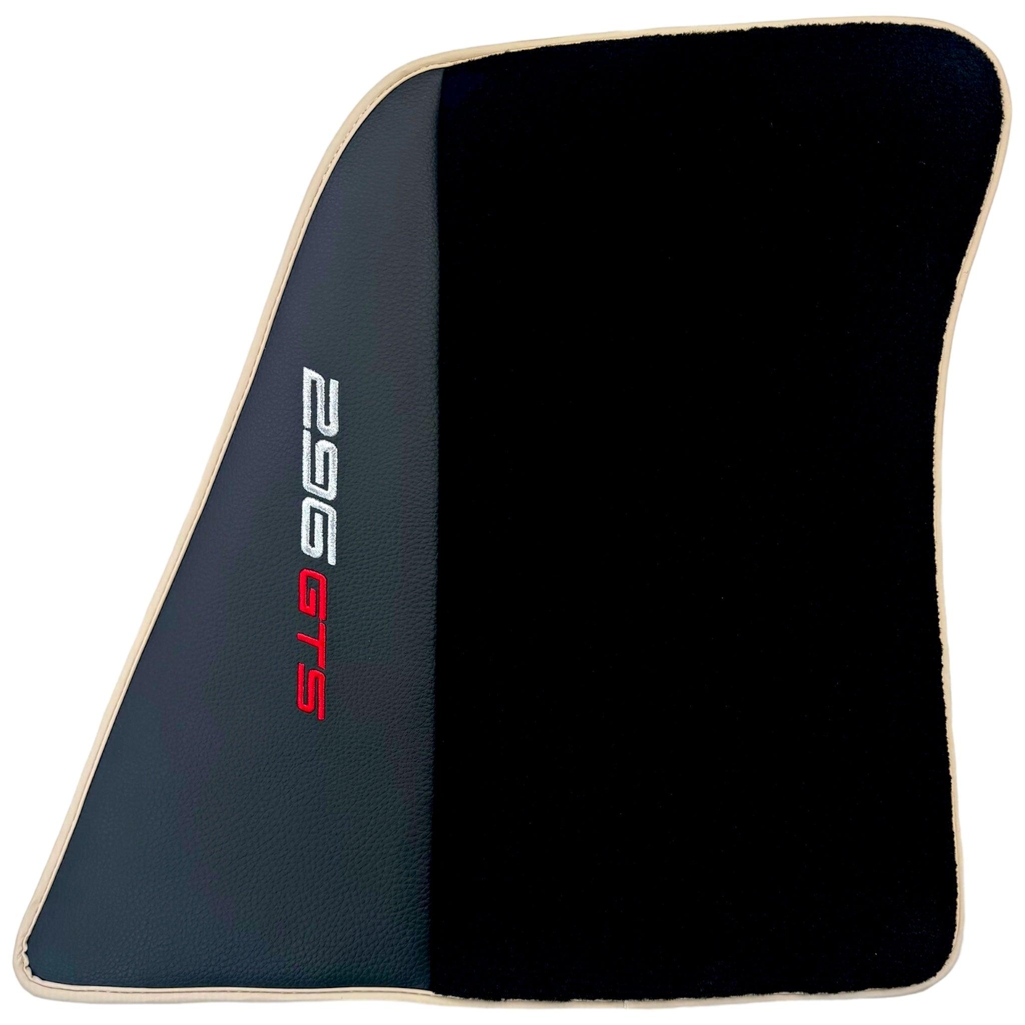 Black Floor Mats for Ferrari 296 GTS (2022-2024) with Leather and Beige Trim - AutoWin