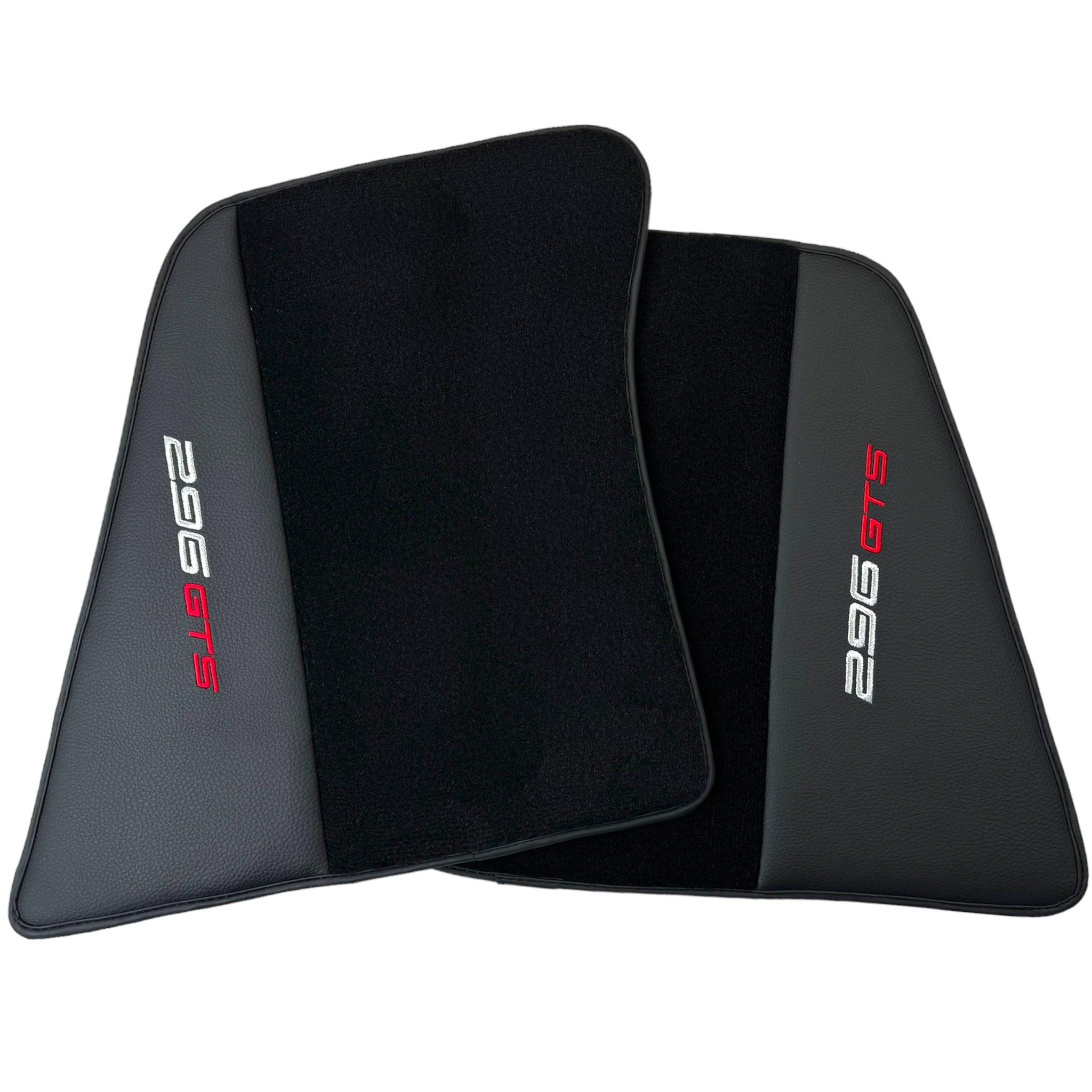 Black Floor Mats for Ferrari 296 GTS (2022-2024) with Leather - AutoWin