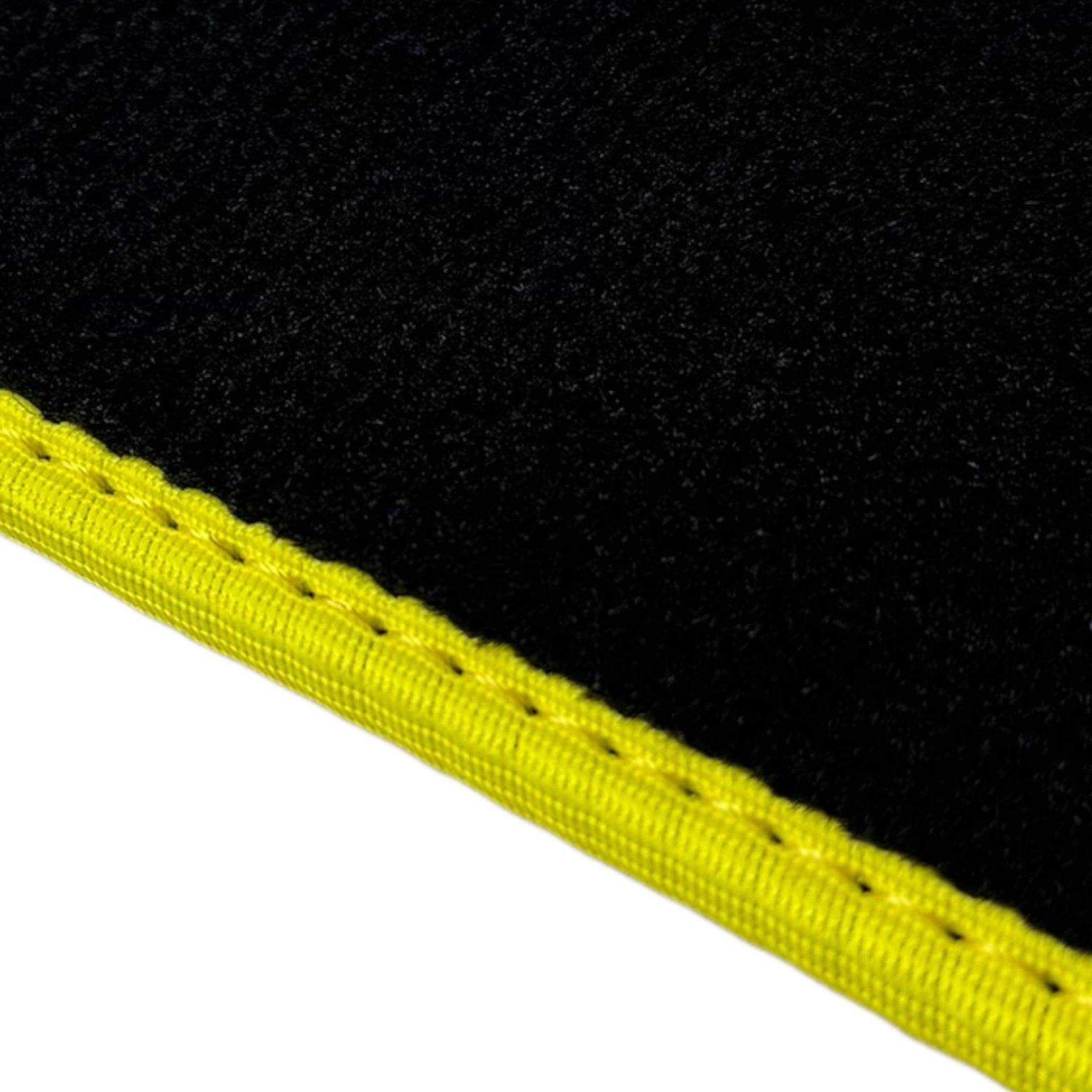 Black Floor Mats for Ferrari 360 Spider with Alcantara Leather | Yellow Trim - AutoWin