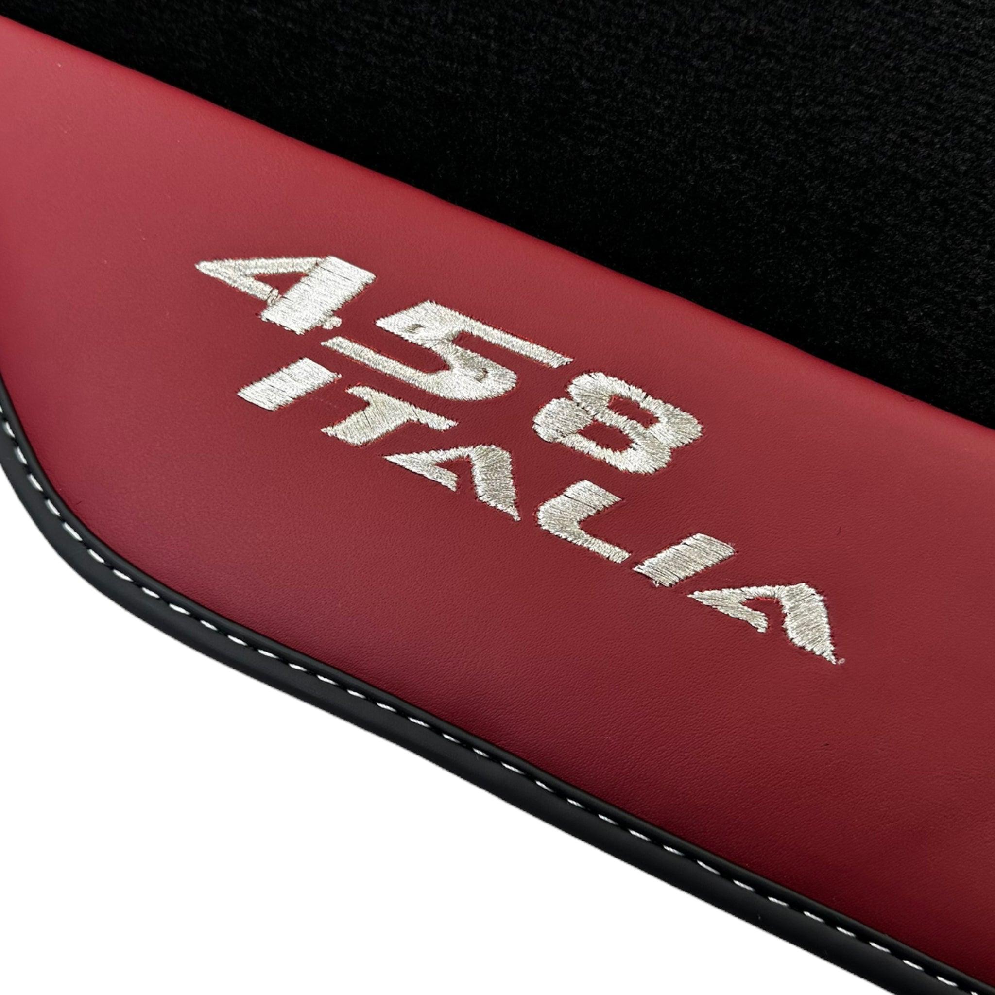 Black Floor Mats for Ferrari 458 Italia (2009-2015) with Bordeaux Nappa Leather