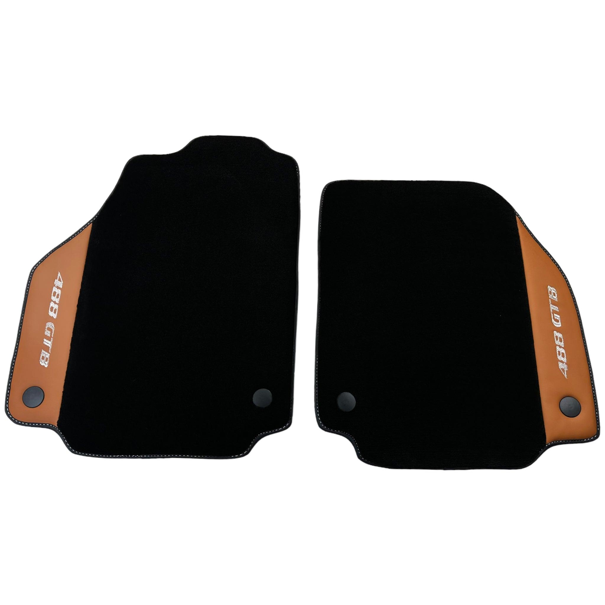 Black Floor Mats for Ferrari 488 GTB (2015-2022) with Cuoio Nappa Leather